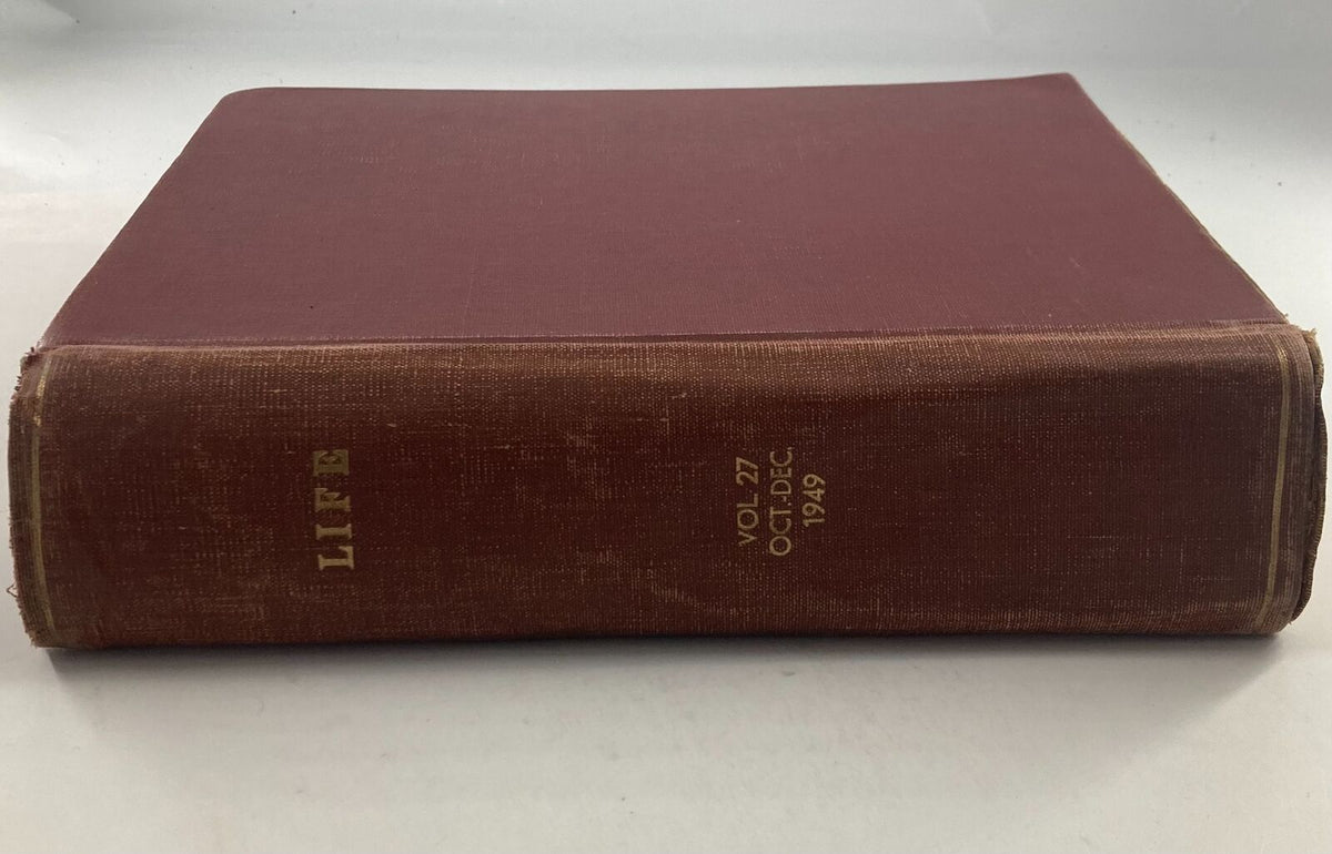 VTG 1949 Bound Life Magazine October - December showing the spine with 'VOL. 27 OCT. DEC. 1949' text.