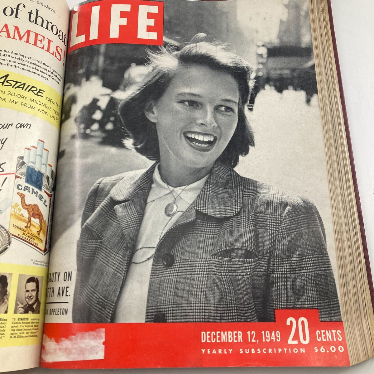 VTG 1949 Bound Life Magazine October - December Weekly Issue OPPENHEIMER highlighting Joan Appleton on the cover dated December 12, 1949.