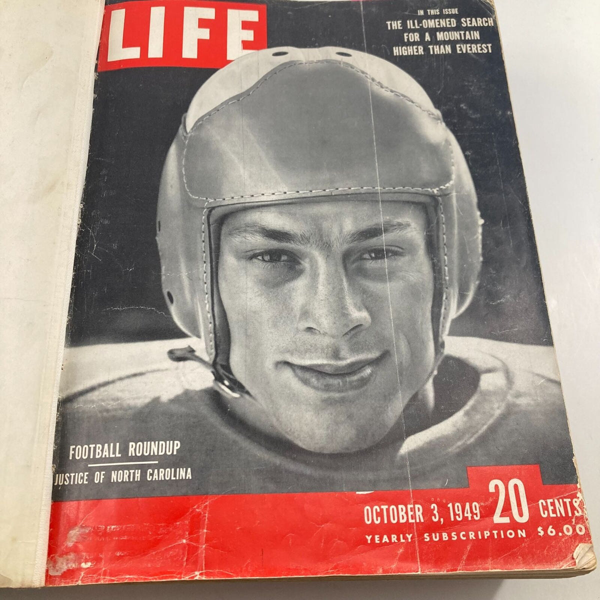 Cover of the VTG 1949 Bound Life Magazine featuring the October 3, 1949 issue with a football theme.
