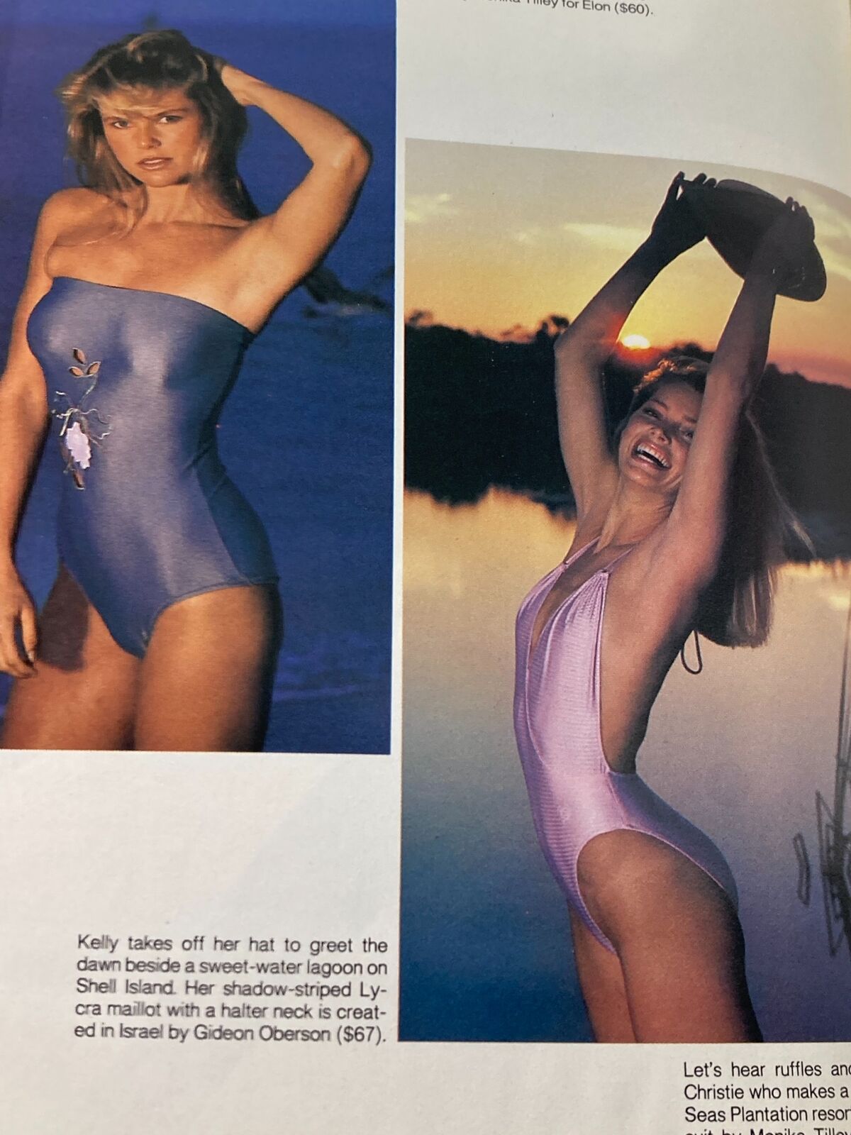 Two models in fashionable swimsuits displayed in Sports Illustrated magazine from February 9, 1981, capturing the essence of early 1980s swimwear fashion.