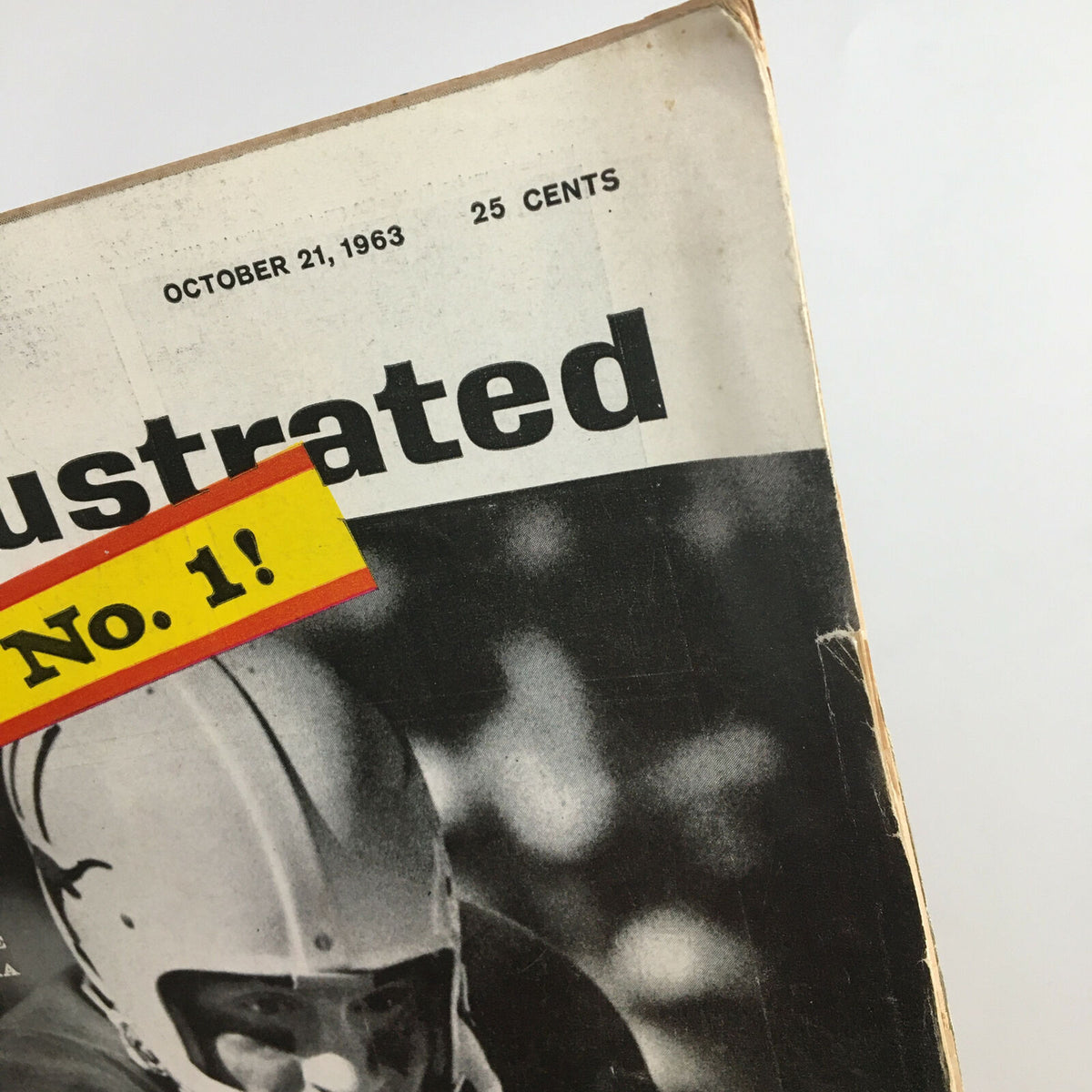 Top perspective of the Sports Illustrated Magazine from October 21, 1963 with Duke Carlisle and the headline 'Texas Is No. 1!'