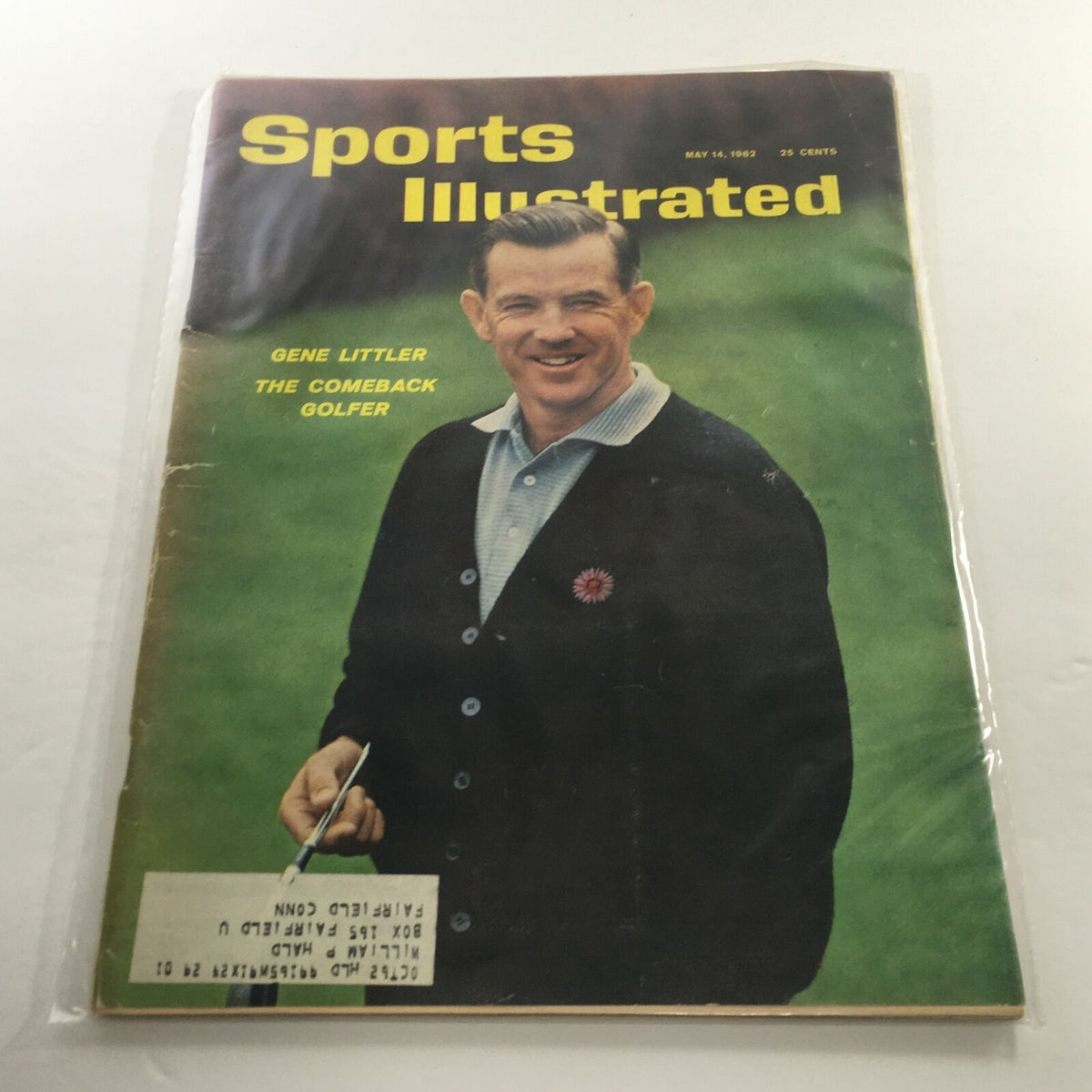 Sports Illustrated May 14 1962 cover featuring Gene Littler, The Comeback Golfer, showcasing his smiling portrait on a vibrant green background.
