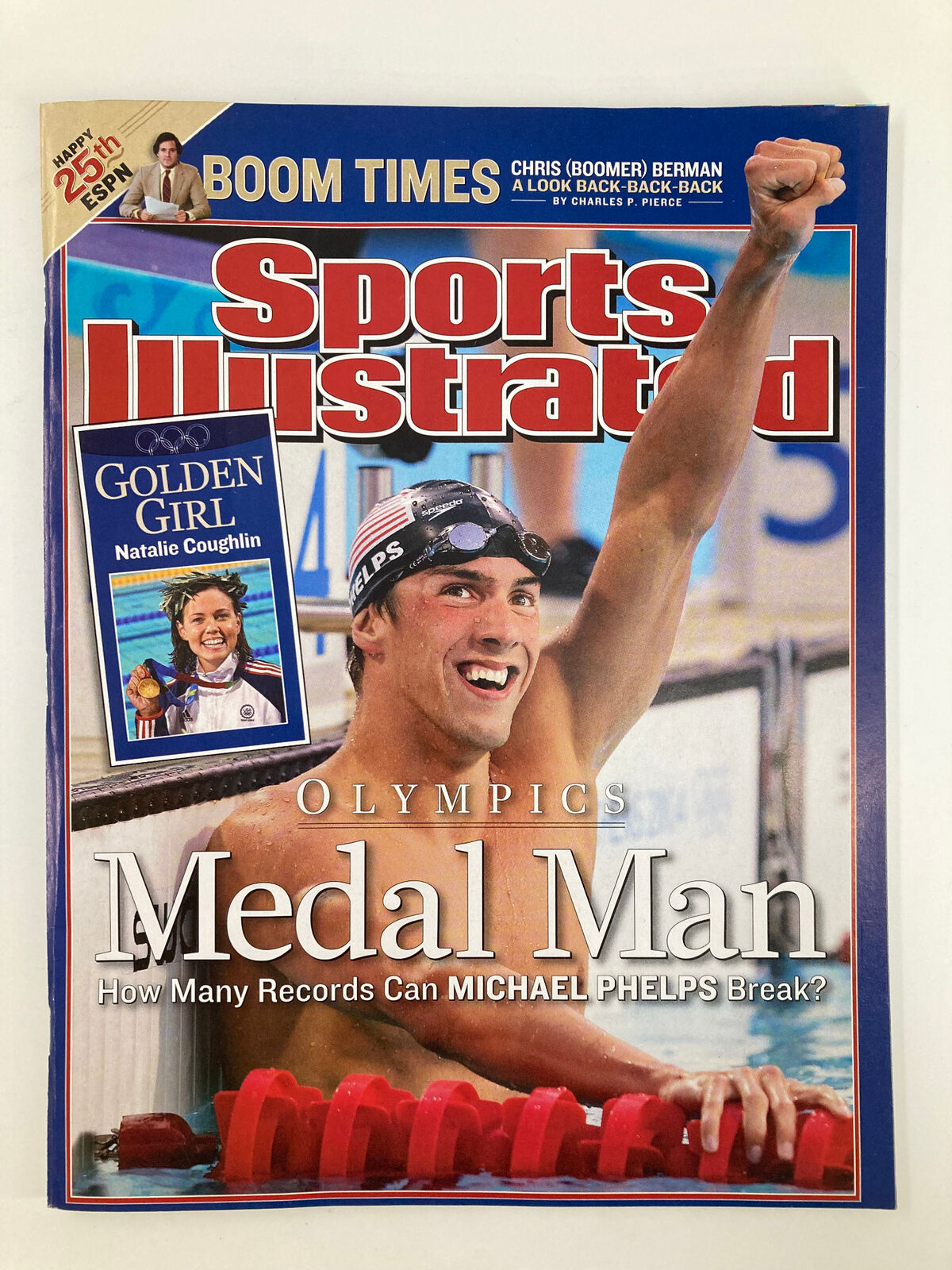 Sports Illustrated Magazine August 23 2004 featuring Michael Phelps celebrating his achievements, titled 'Medal Man' with a focus on his Olympic records.