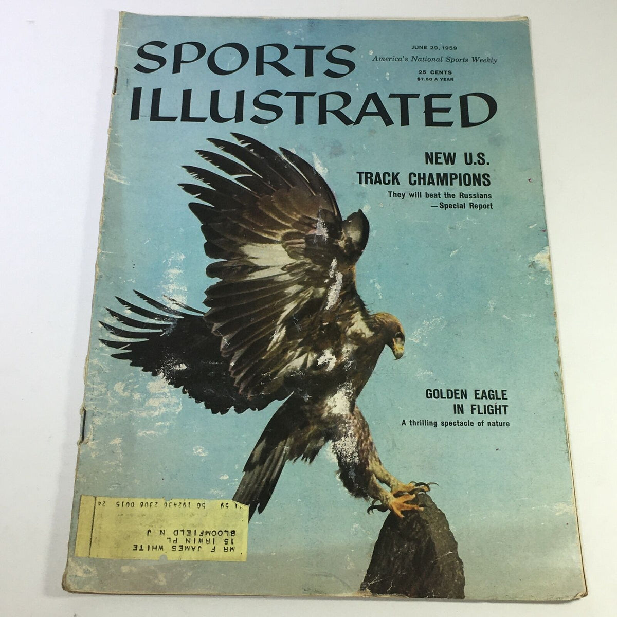 Vtg Sports Illustrated Magazine June 29 1959 featuring a Golden Eagle in flight on the cover, showcasing the vintage design and nostalgic sports journalism of the era.