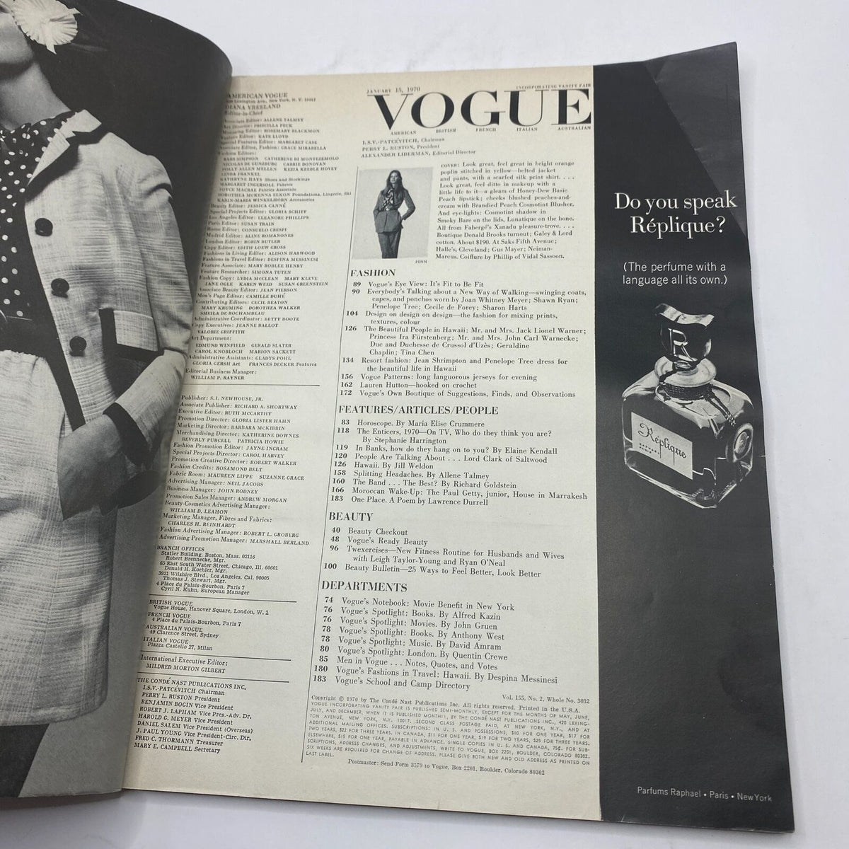 Vintage Vogue Magazine January 15 1970 Charly Stember GD Interior No Label