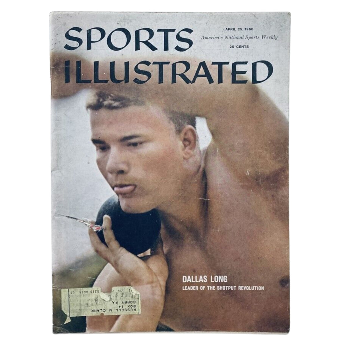 1960 April 25 Sports Illustrated Magazine cover featuring Dallas Long, leader in the Shot Put revolution, part of the Lot of 9 1960s Sports Illustrated Magazine Collection.