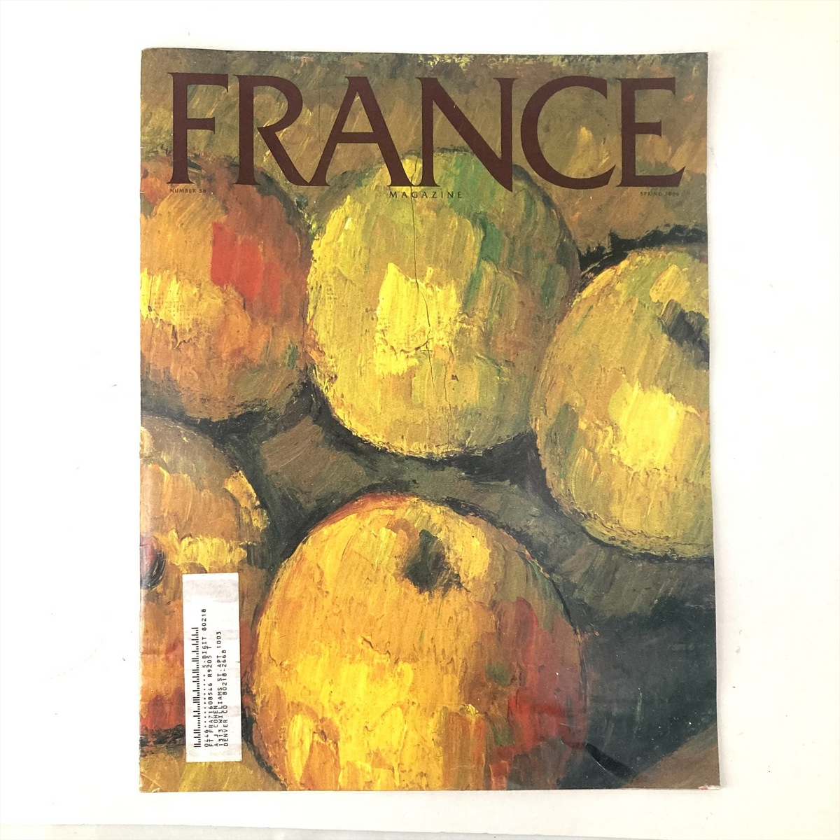 Cover of France Magazine Spring 1996 No. 38 featuring vibrant still life with yellow fruits, showcasing the artistic influence of Paul Cézanne.