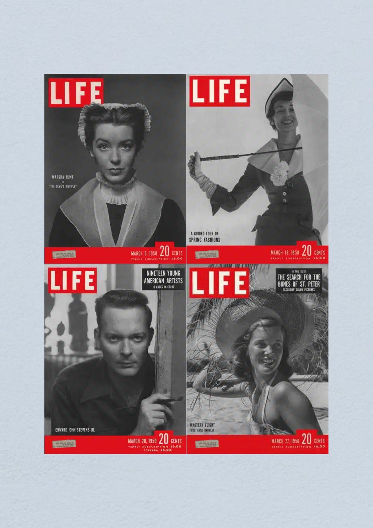 Life Magazine March 27, 1950 cover featuring a mystery flight theme, capturing mid-20th century lifestyle.
