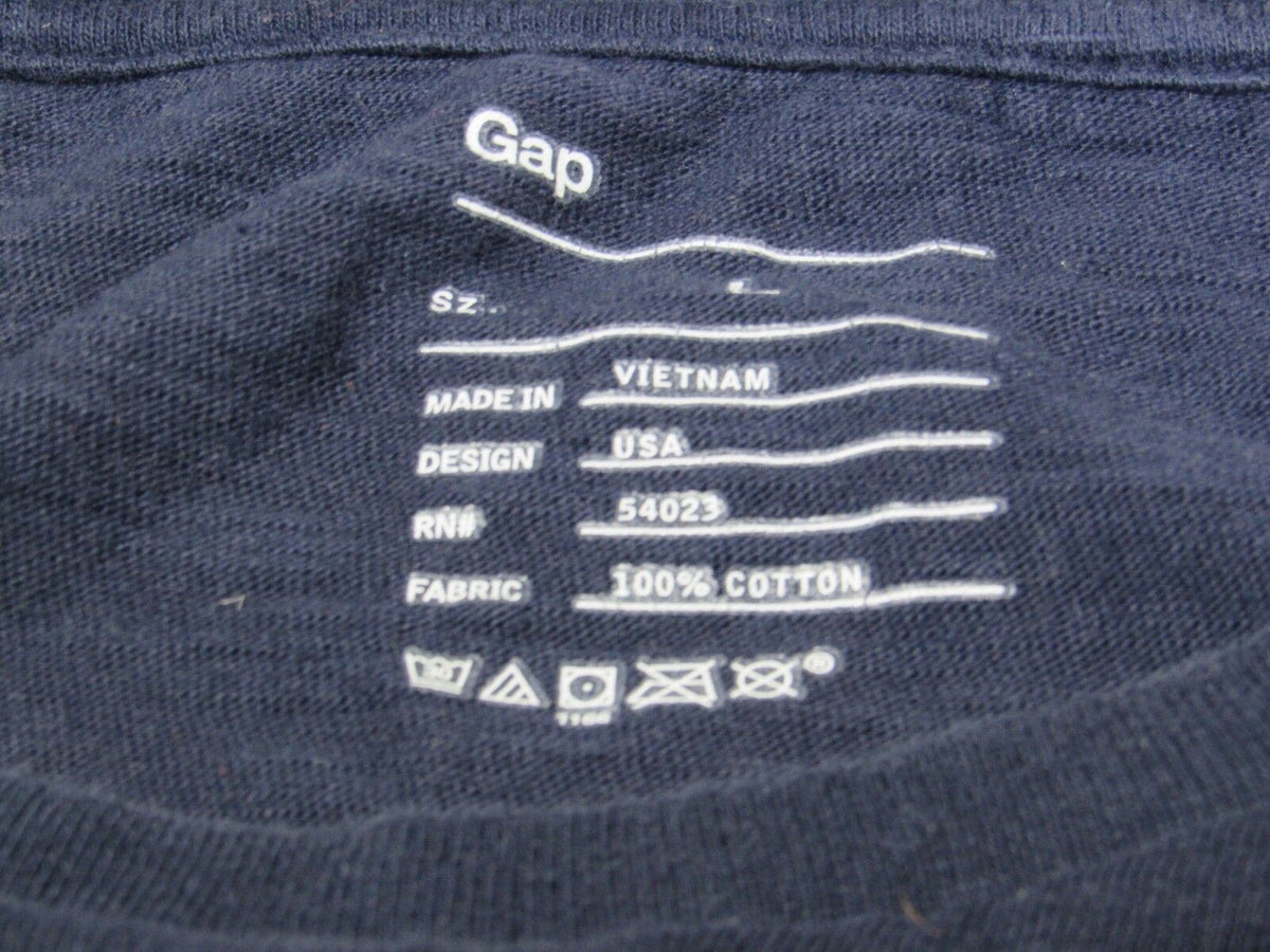 Gap Men Fitted Casual Long Sleeve Top Shirt Tee Blue Cream Stripes Size Large