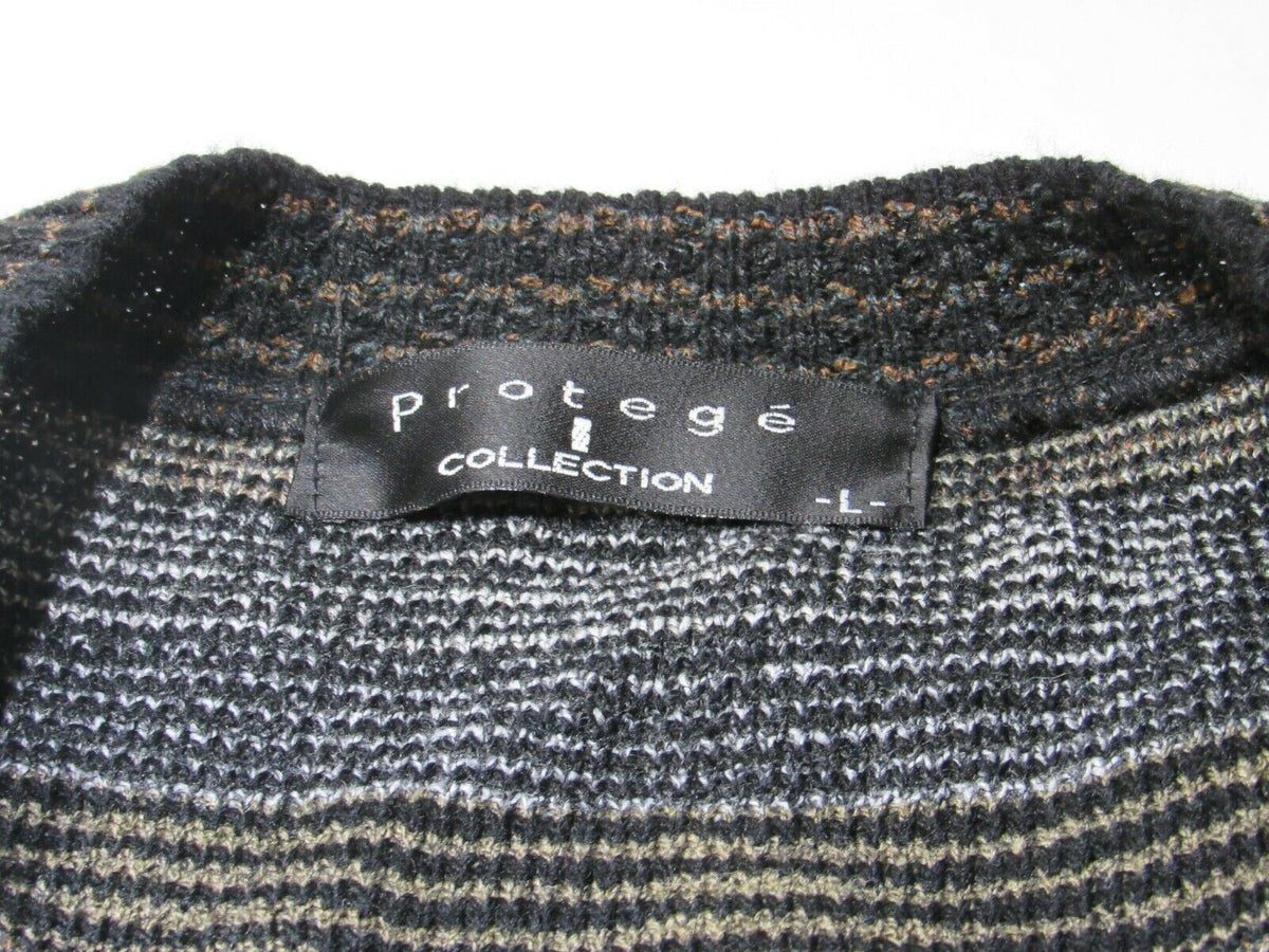 Close-up image of the label inside the Vintage 1990s Protege Collection Cardigan Sweater, showcasing the brand name and size, confirming its authenticity and vintage status.