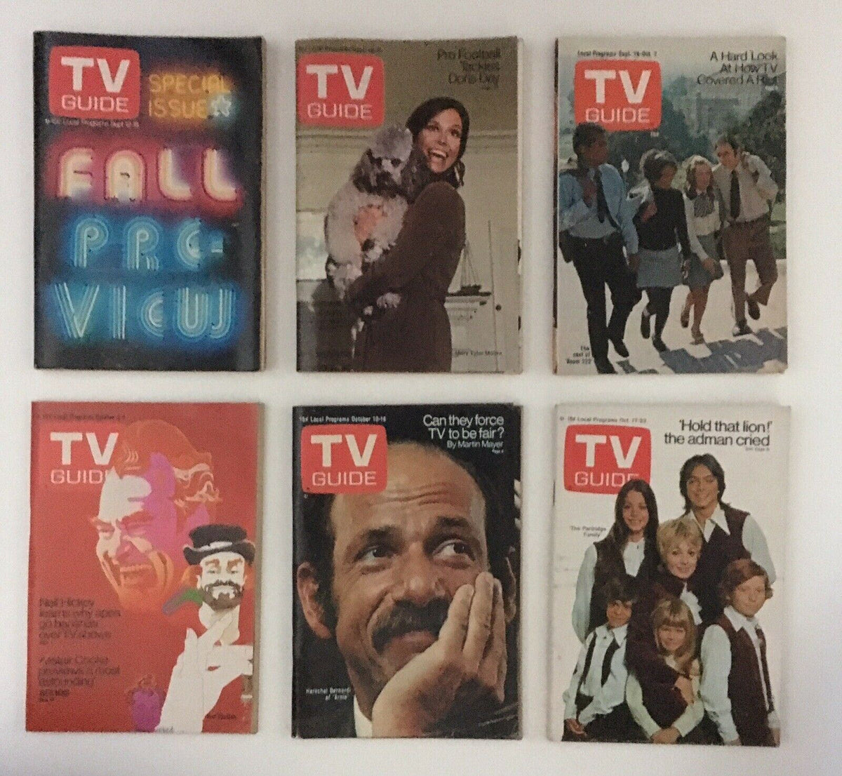 Special Fall Preview issue and other TV Guide magazines from 1970 including articles on television coverage, part of the Complete Year Of TV Guide Magazines 1970 collection.