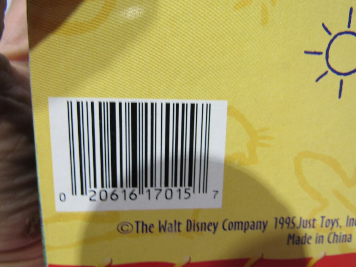 1995 Disney Pocahontas Bank Pocahontas & Meeko - Just Toys #17015 - NIB vtg, showing the barcode on the packaging.