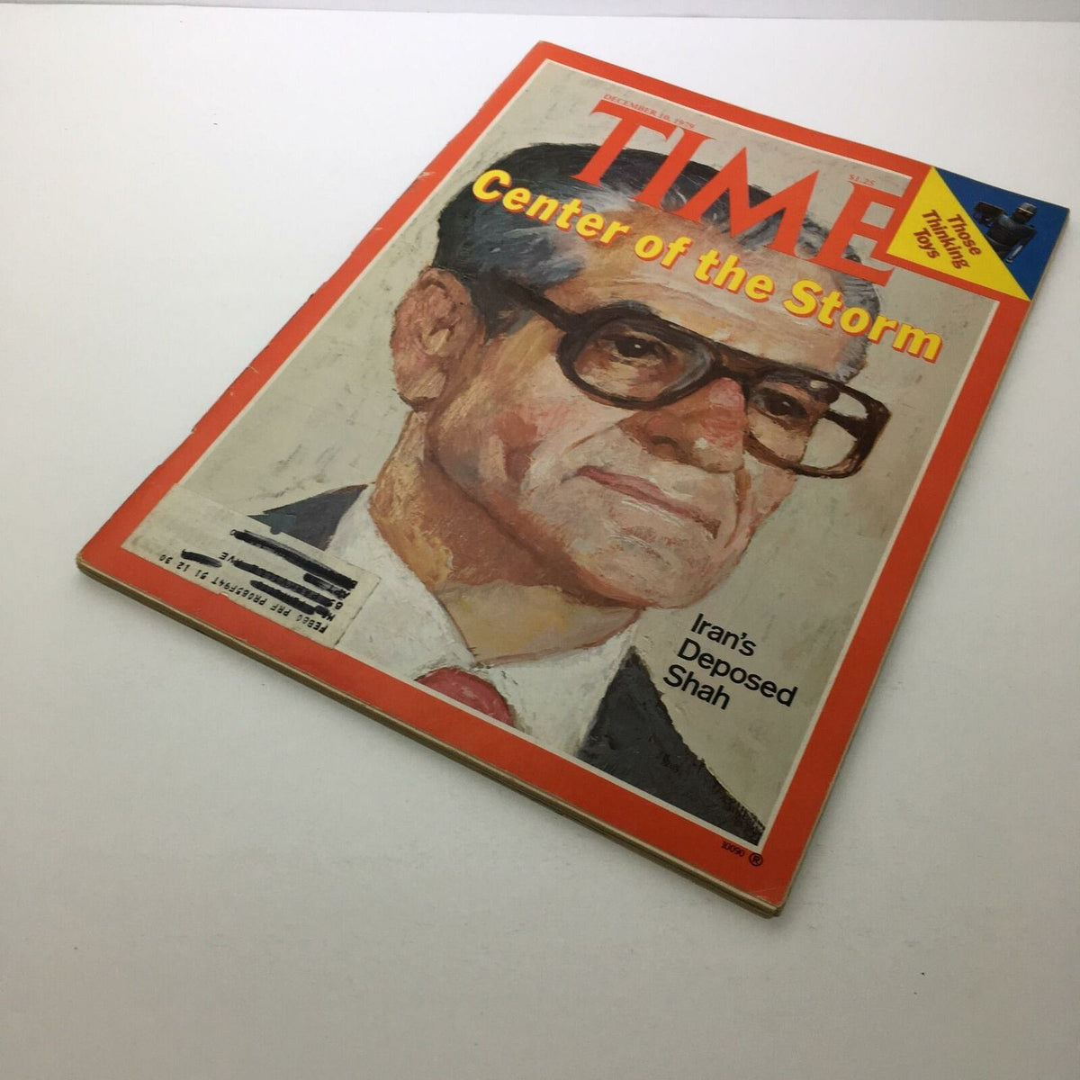 The front cover of Time Magazine December 10, 1979, with the headline 'Center of the Storm' featuring a portrait of Iran's Deposed Shah.