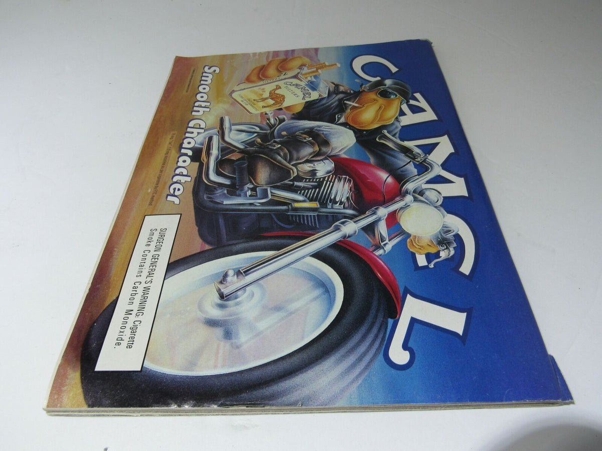 Vintage People Magazine cover featuring a cartoon character riding a motorcycle, titled 'Smooth Character', related to the May 21, 1990 issue focusing on JFK Jr., America's uncrowned prince.