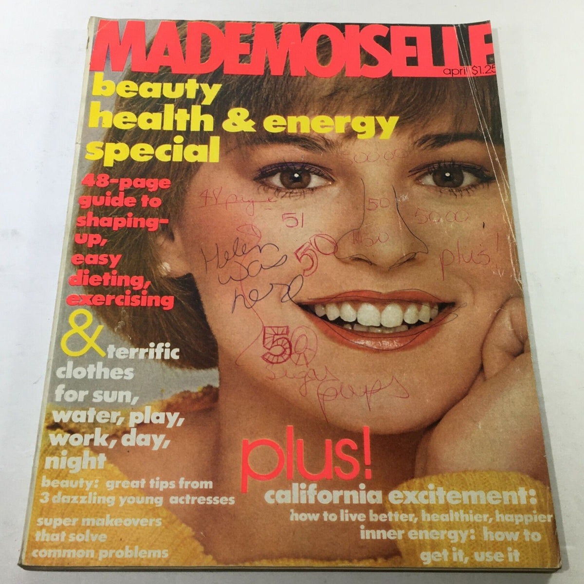 Vintage Mademoiselle Magazine: April 1977 - Fashion Cover No Label/Newsstand