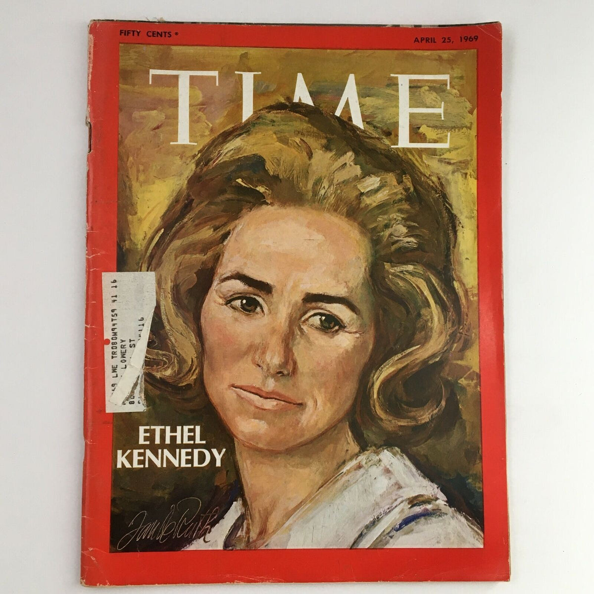 Cover of Time Magazine, April 25, 1969, Vol. 93 No. 17, featuring a portrait of human rights advocate Ethel Kennedy, reflecting the cultural and social issues of the 1960s.