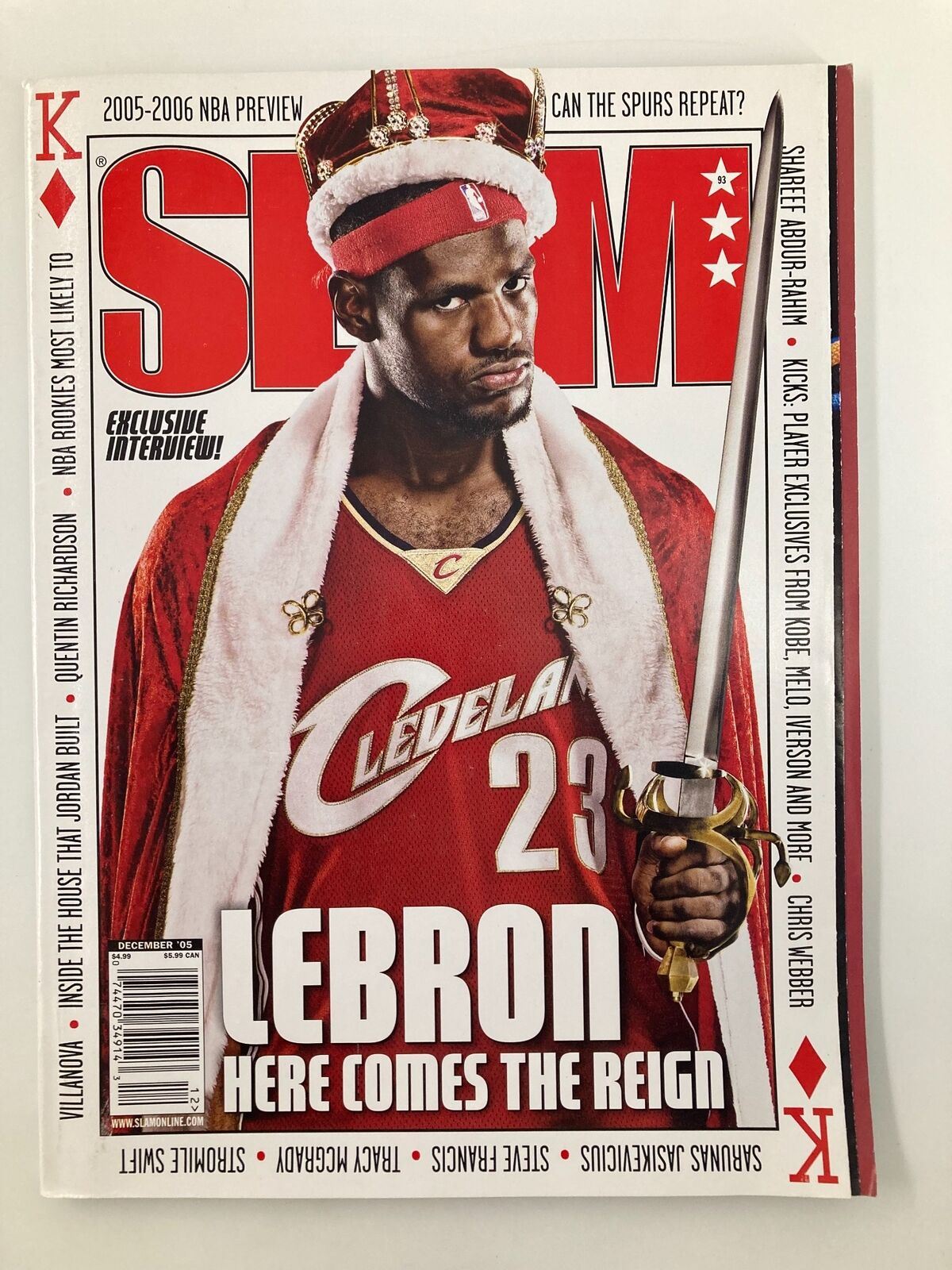 Cover of Slam Magazine, December 2005, featuring LeBron James of the Cleveland Cavaliers, with a poster included, no label