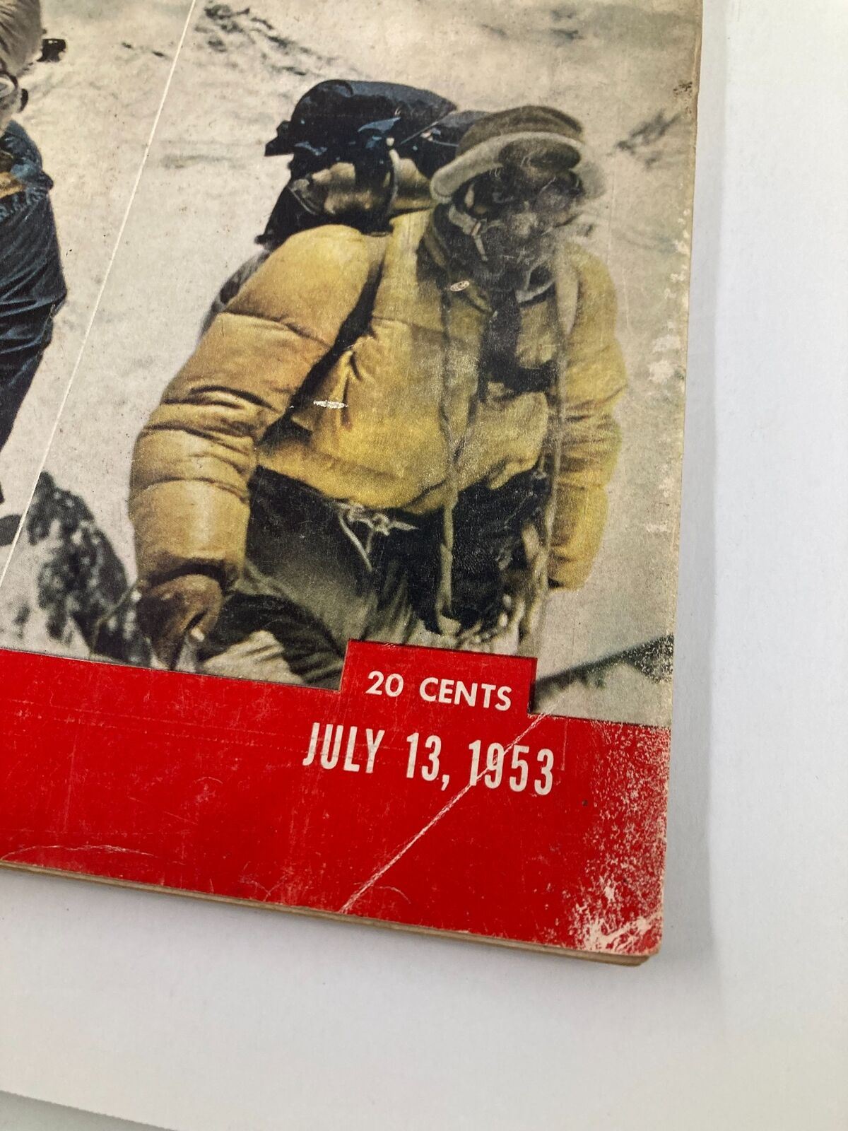 VTG Life Magazine July 13 1953, a close-up of the magazine cover with date and price, highlighting the adventure theme of Sir Edmund Hillary and Tenzing Norgay.