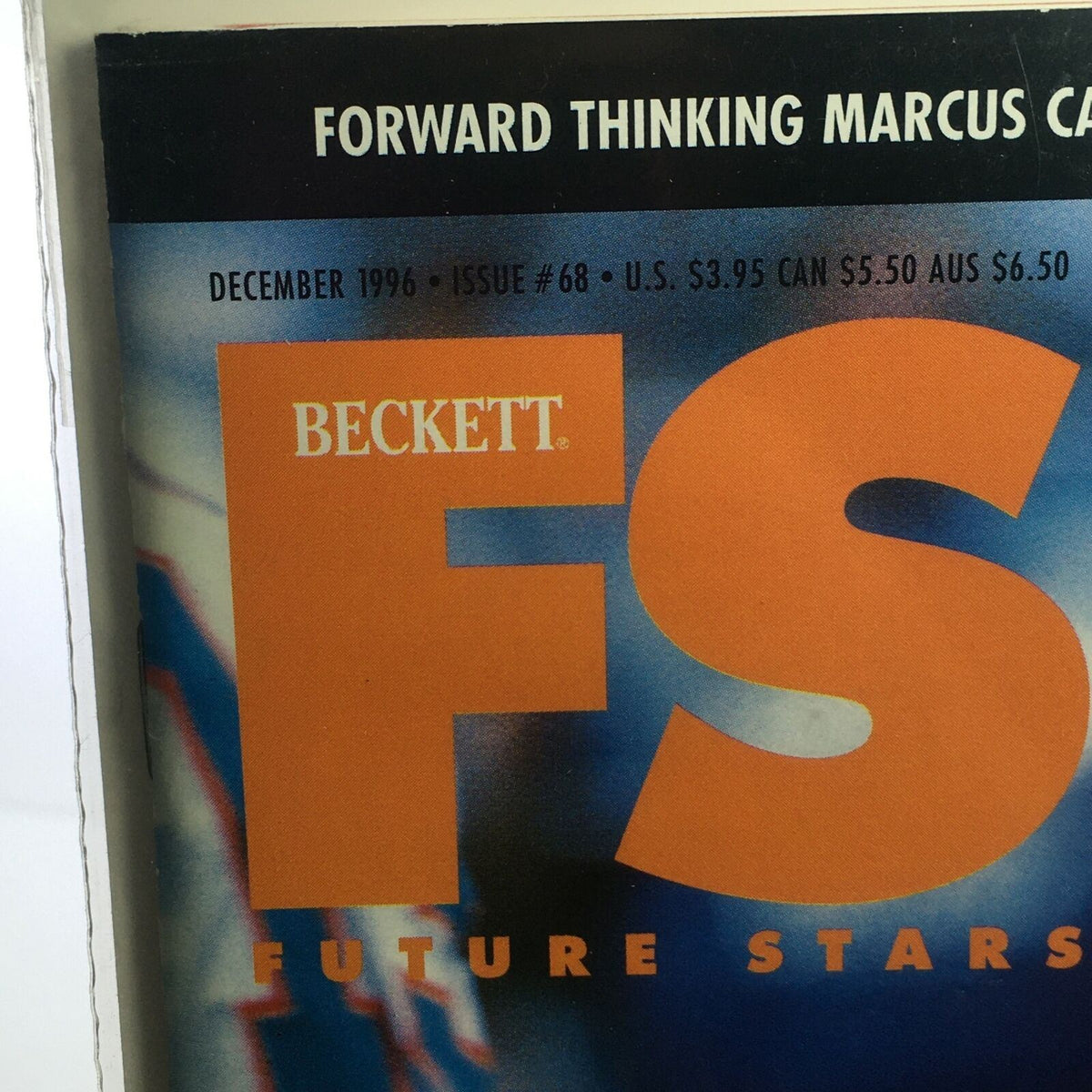 Close-up of Beckett Future Stars: December 1996 Issue #68 cover, highlighting the magazine's iconic logo and details including the issue number and pricing.