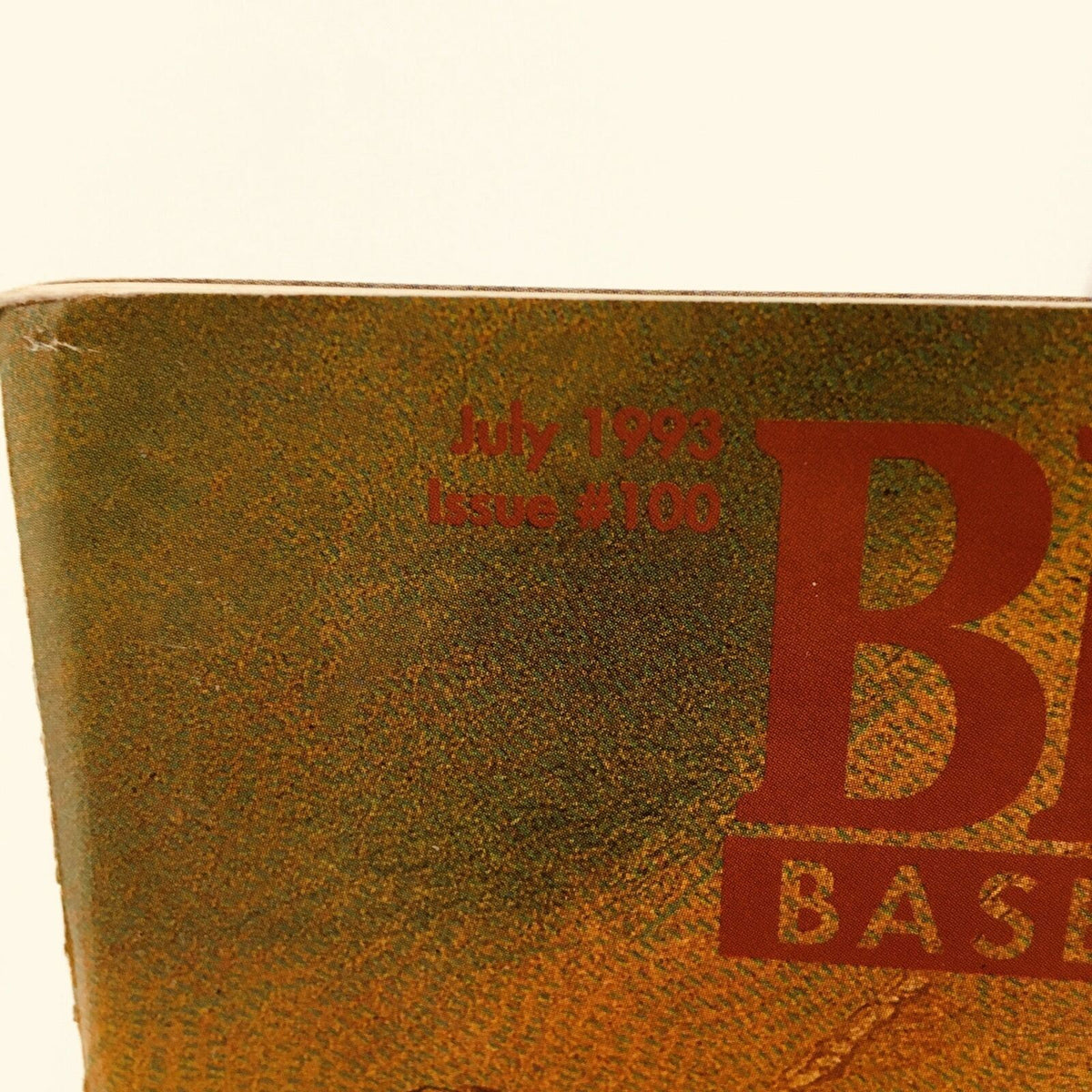 Close-up of the Beckett Baseball Card Monthly Magazine July 1993, showing the issue number 100 and publication date.