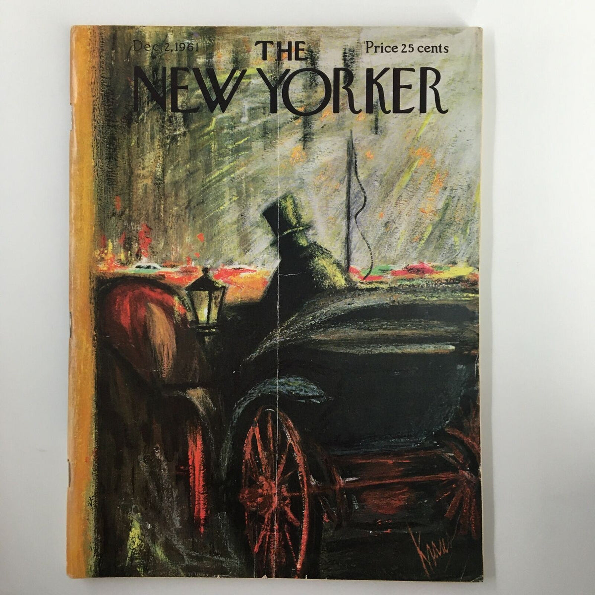 The New Yorker Full Magazine December 2 1961 featuring the cover art titled 'Coachman' by Robert Kraus, showcasing a vintage illustration with a horse-drawn carriage.