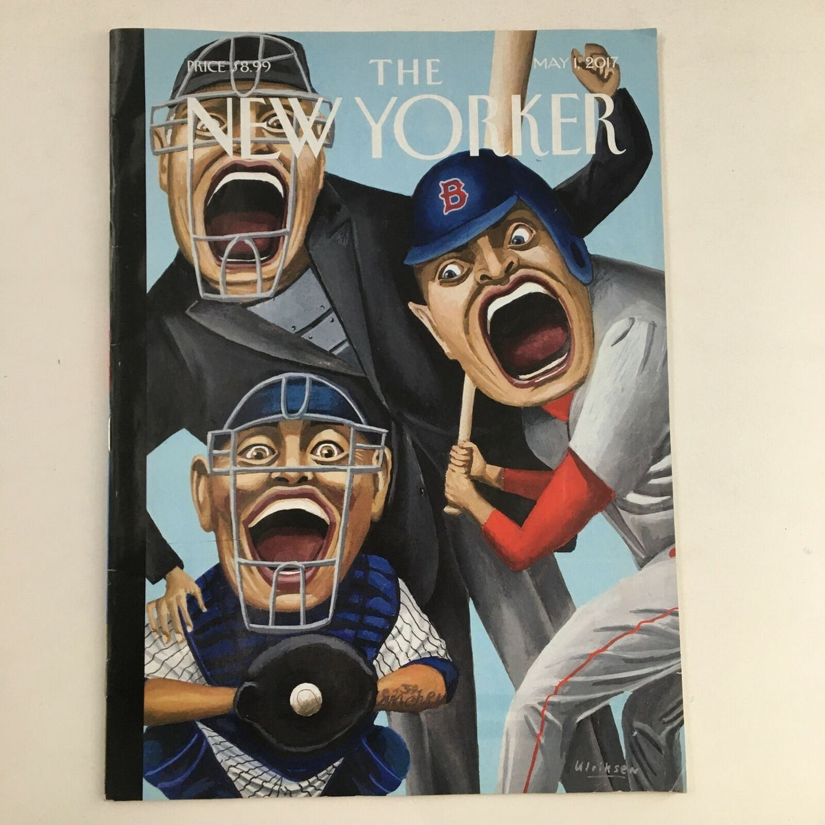 The New Yorker May 1 2017 cover featuring a vibrant illustration by Mark Ulriksen, depicting three expressive characters in sports gear, capturing the essence of excitement and life in New York.