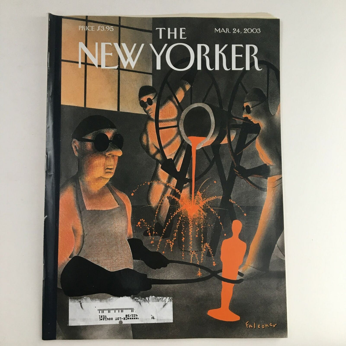 Cover of The New Yorker magazine dated March 24, 2003, featuring the title 'A Star is Born' by Ian Falconer, with artistic illustrations of workers and a statue. Ideal for collectors and fans of The New Yorker.