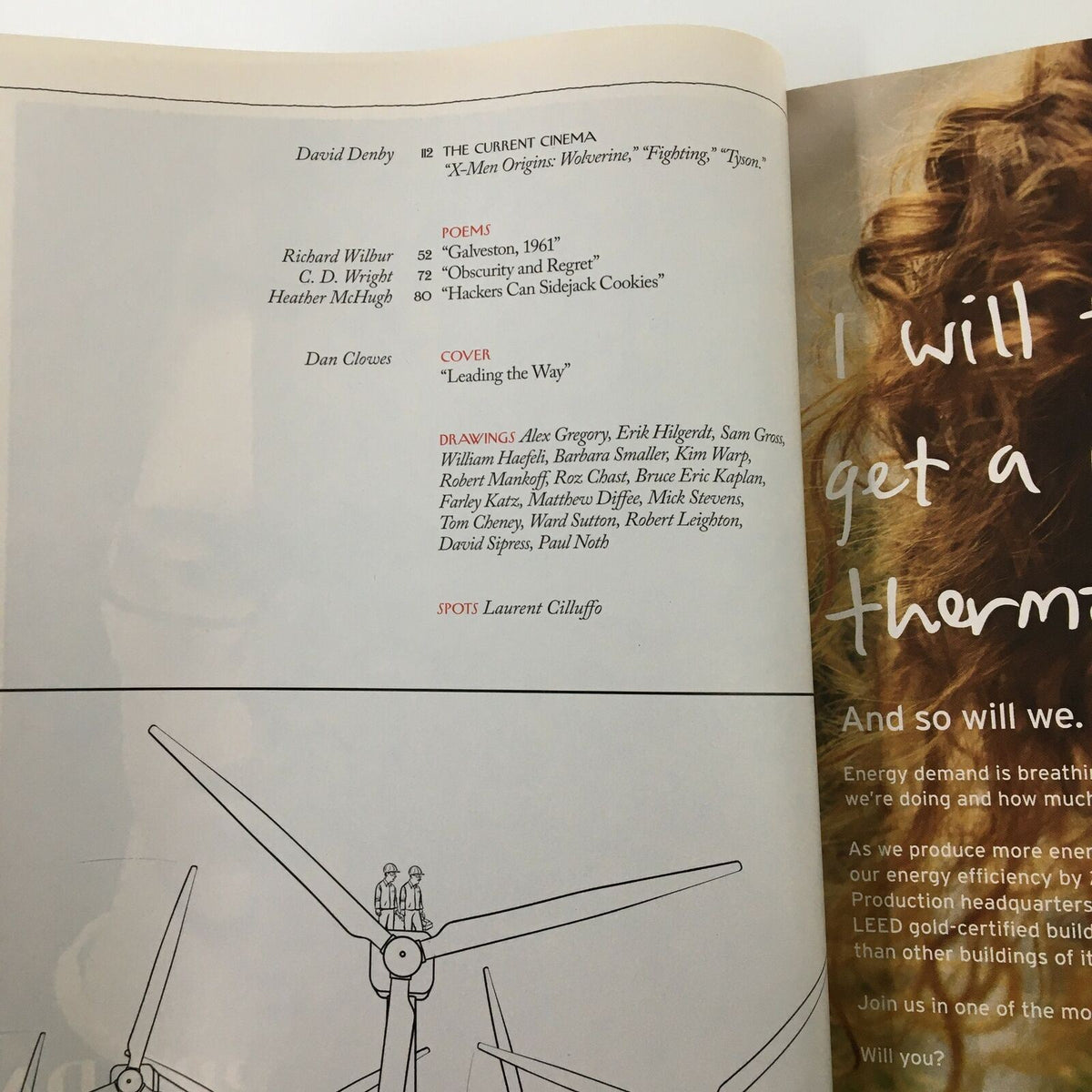 Another inside page of The New Yorker Full Magazine May 11 2009, featuring credits and articles including 'Leading the Way' by Dan Clowes.