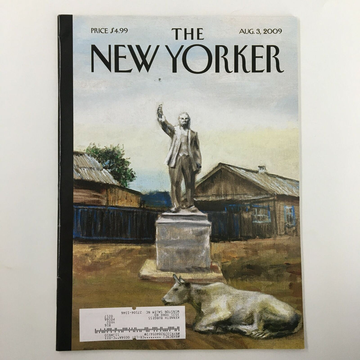 The New Yorker Full Magazine August 3 2009 featuring a painting of a statue of Lenin with a rural background, showcasing artwork by Alex Melamid.