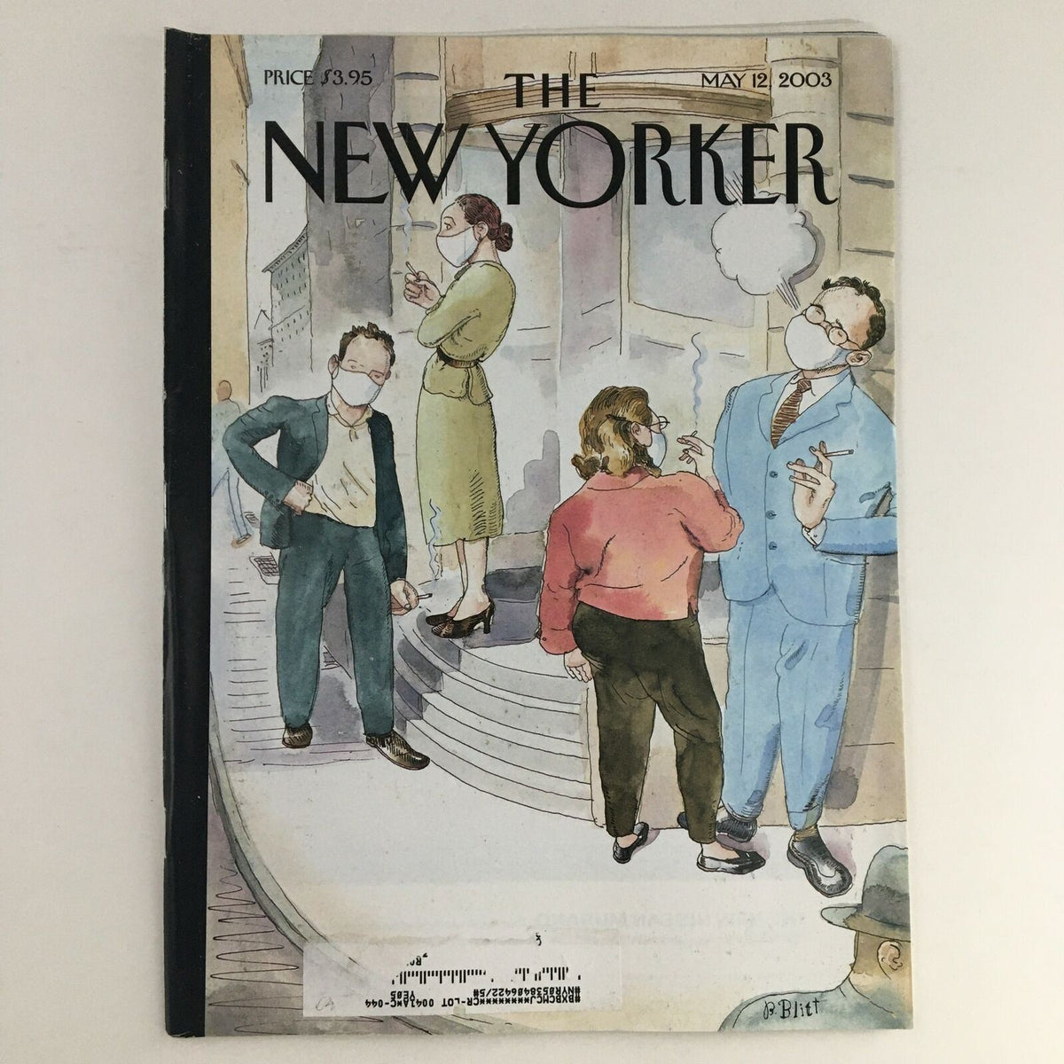 Cover of The New Yorker magazine dated May 12, 2003, featuring health-conscious themed artwork by Barry Blitt, showcasing people wearing masks in a stylish urban setting.