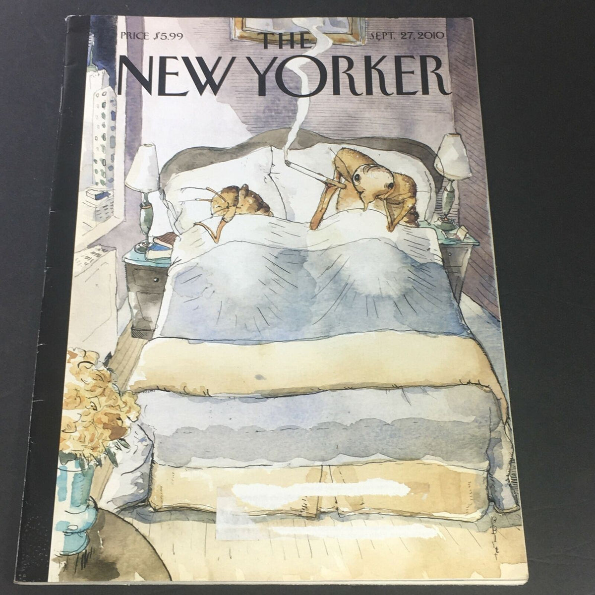The New Yorker September 27 2010 magazine cover featuring an illustrated scene of anthropomorphic characters in a bedroom by Barry Blitt.