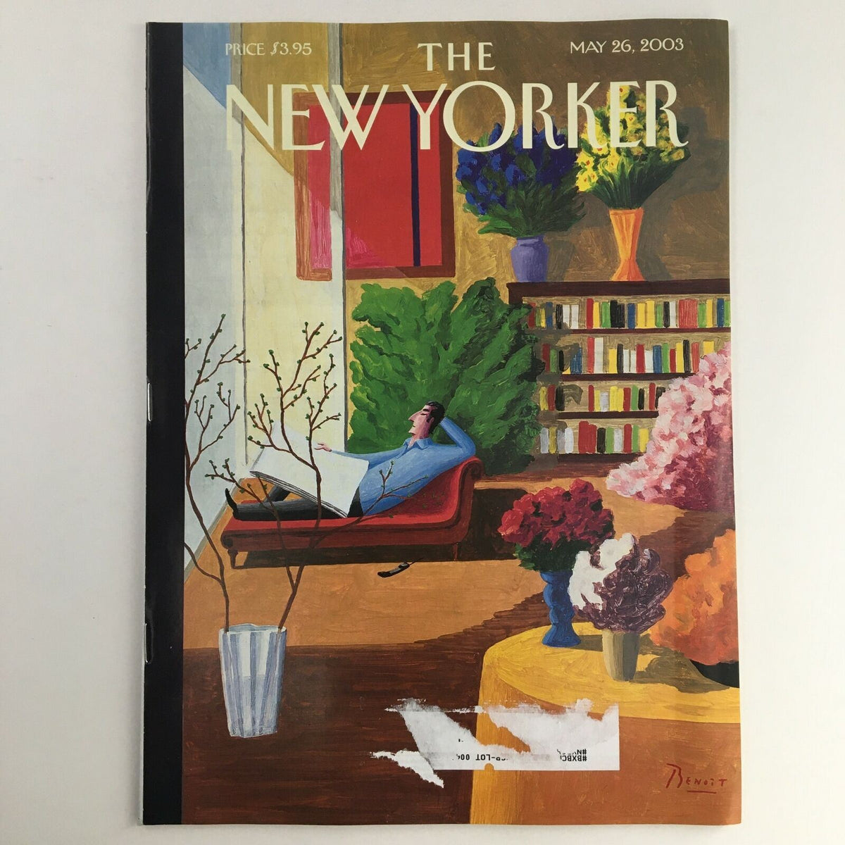 Cover of The New Yorker Full Magazine May 26 2003 featuring artwork by Benoit van Innis, showcasing a colorful sunroom scene with plants and a relaxed figure.