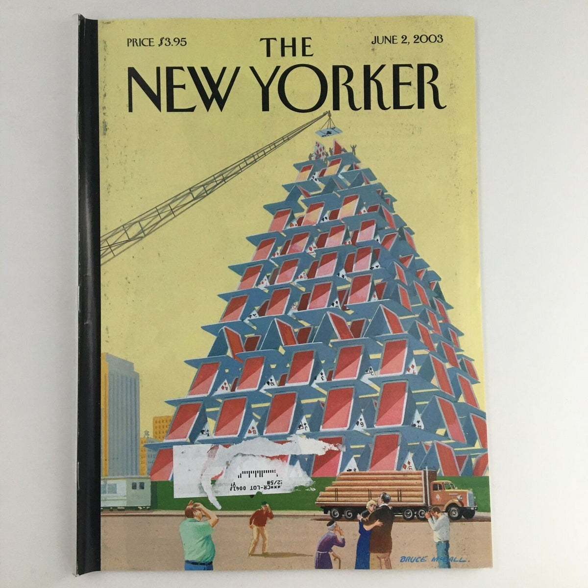 Cover of The New Yorker magazine, June 2, 2003, featuring a colorful illustration titled 'House of Cards' by artist Bruce McCall.