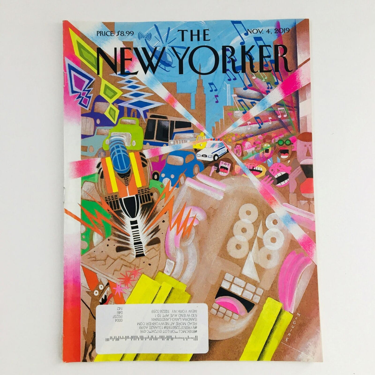 The New Yorker November 4 2019 Full Magazine Cover by Richard McGuire, showcasing vibrant illustrations and urban scenes.