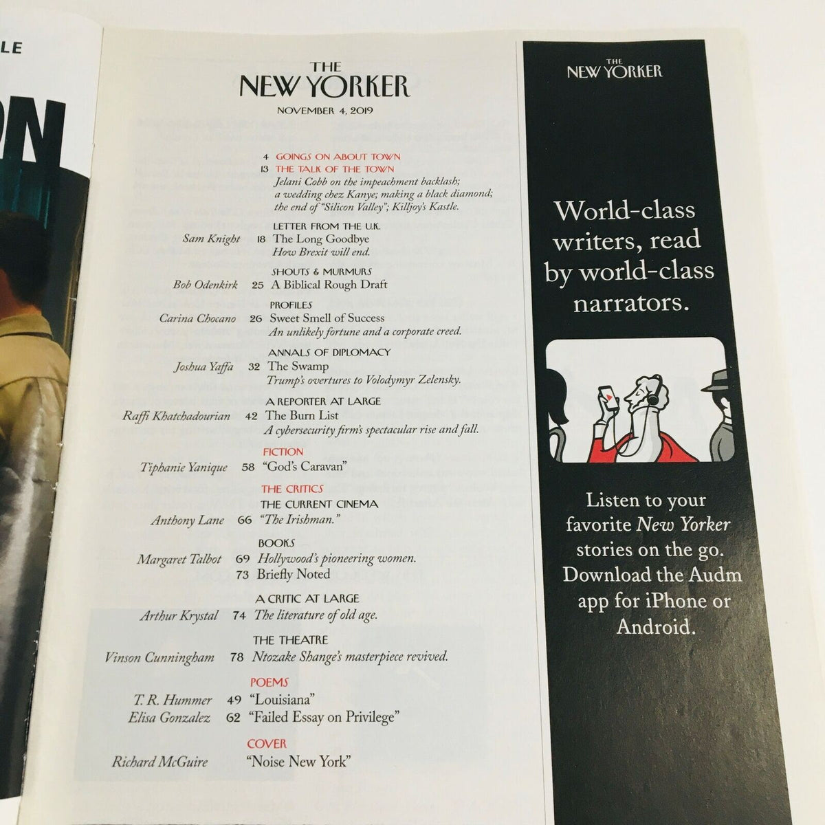 The New Yorker November 4 2019 Full Magazine cover features artwork by Richard McGuire, showcasing a striking design that captures the essence of contemporary art and journalism.