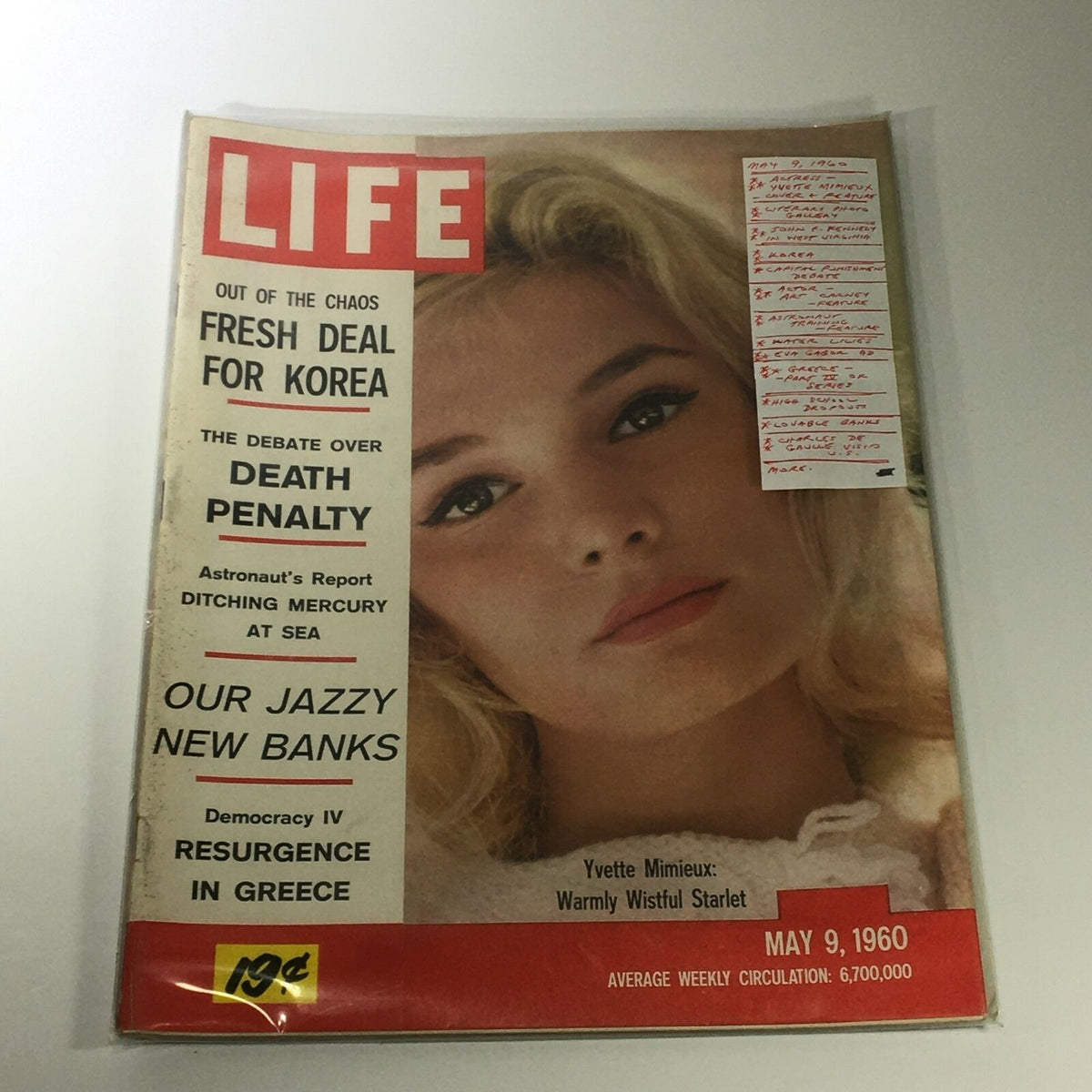 Cover of VTG Life Magazine from May 9, 1960 featuring actress Yvette Mimieux, showcasing classic design and historical context.