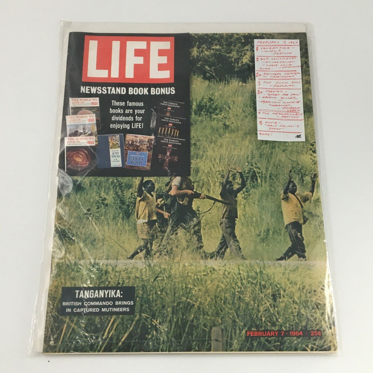 VTG Life Magazine February 7 1964, preserved with protective sleeve, highlighting the Tanganyika cover story, perfect for collectors and history enthusiasts.