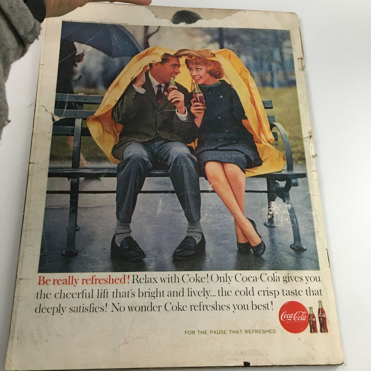 Back cover of VTG Life Magazine April 11 1960 displaying a vintage Coca-Cola advertisement, enhancing the nostalgic appeal of this collectible magazine.