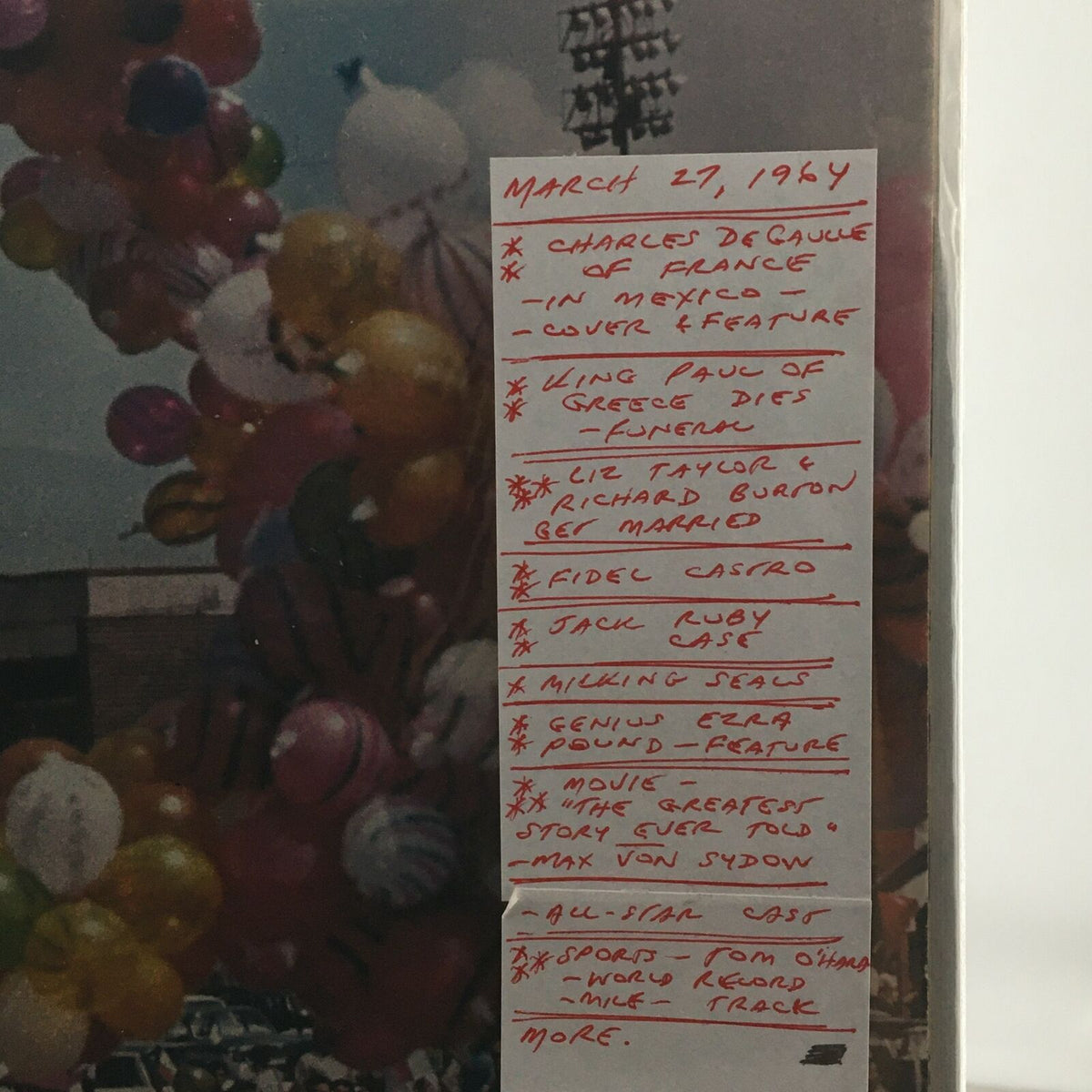 VTG Life Magazine March 27 1964 Charles de Gaulle detailed back cover listing key features including his visit to Mexico and cultural highlights of the era.