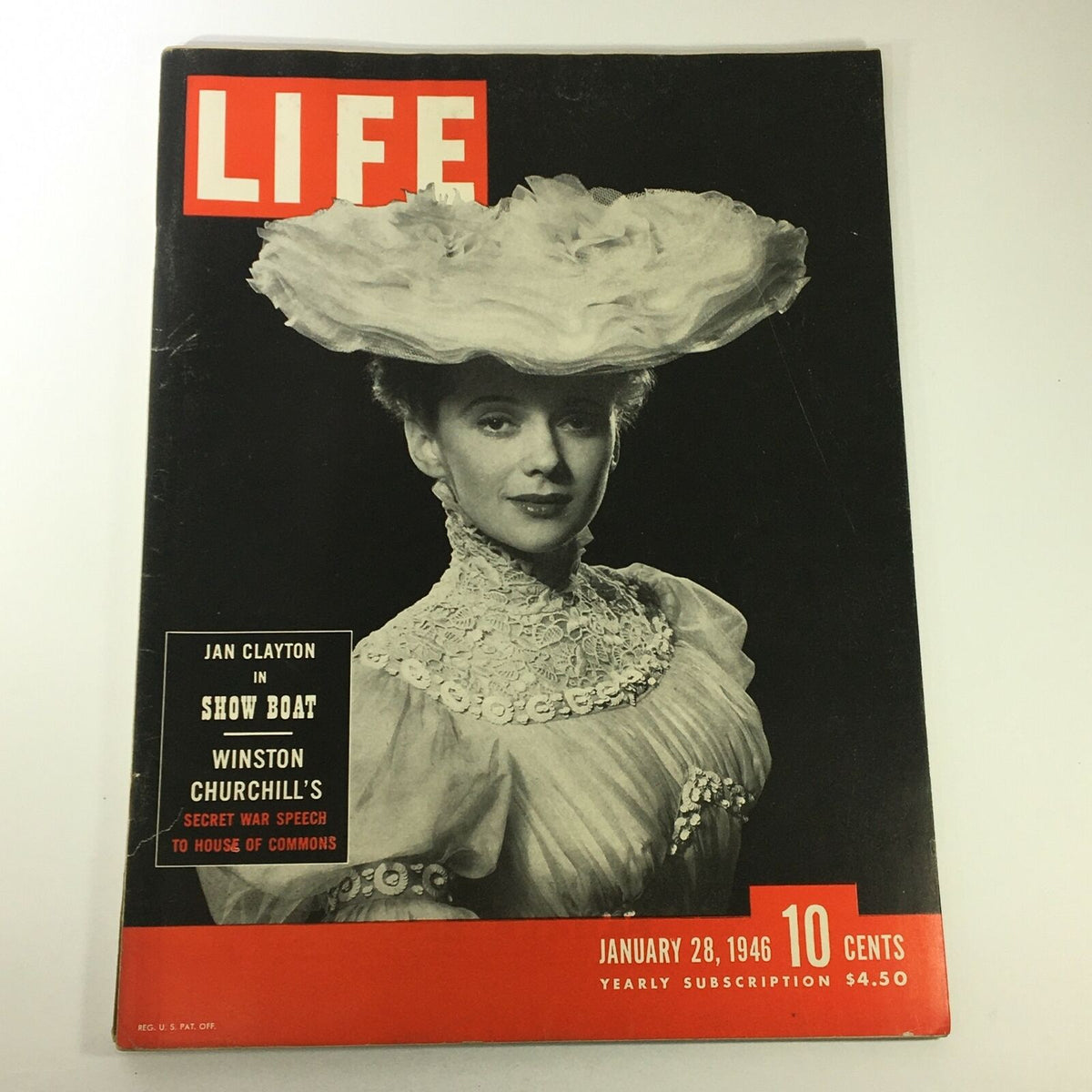VTG Life Magazine January 28 1946 featuring actress Jan Clayton on the Showboat cover, highlighting mid-20th century culture and vintage media.