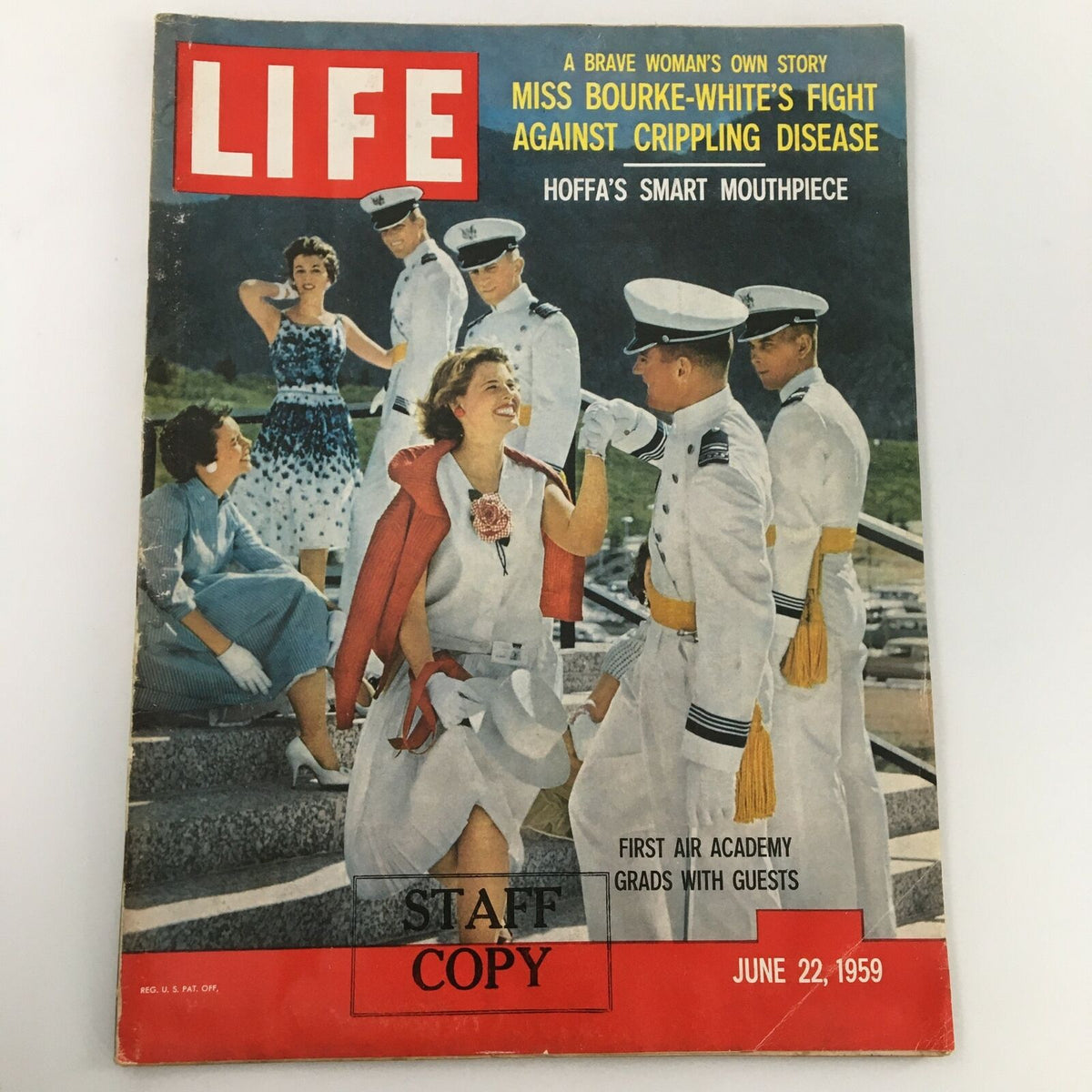 VTG Life Magazine June 22 1959 Cover Image featuring the first Air Academy graduates with guests, showcasing a vintage style and historical significance.