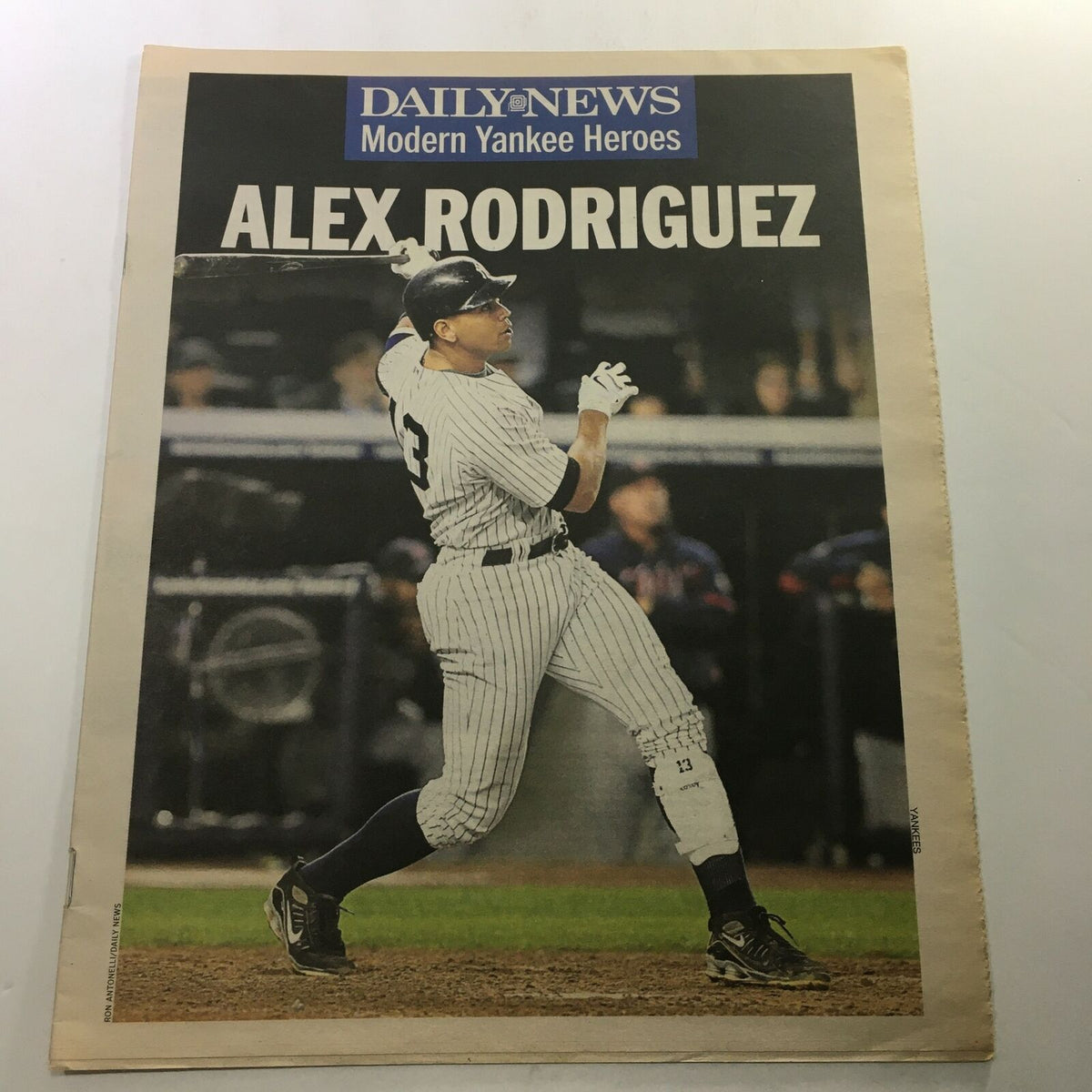 Cover of New York Daily News dated April 4, 2010, featuring MLB Yankees' Alex Rodriguez, showcasing him in action during a baseball game.