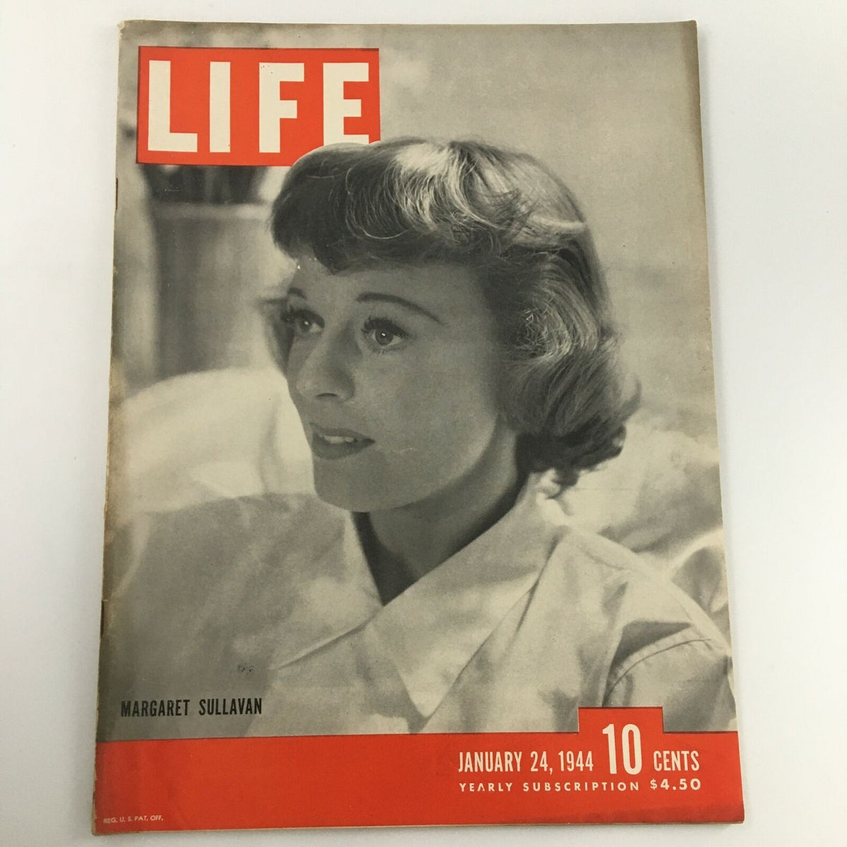 VTG Life Magazine January 24 1944 featuring Margaret Sullavan on the cover, showcasing a vintage black and white photograph of the actress with the magazine title prominently displayed.