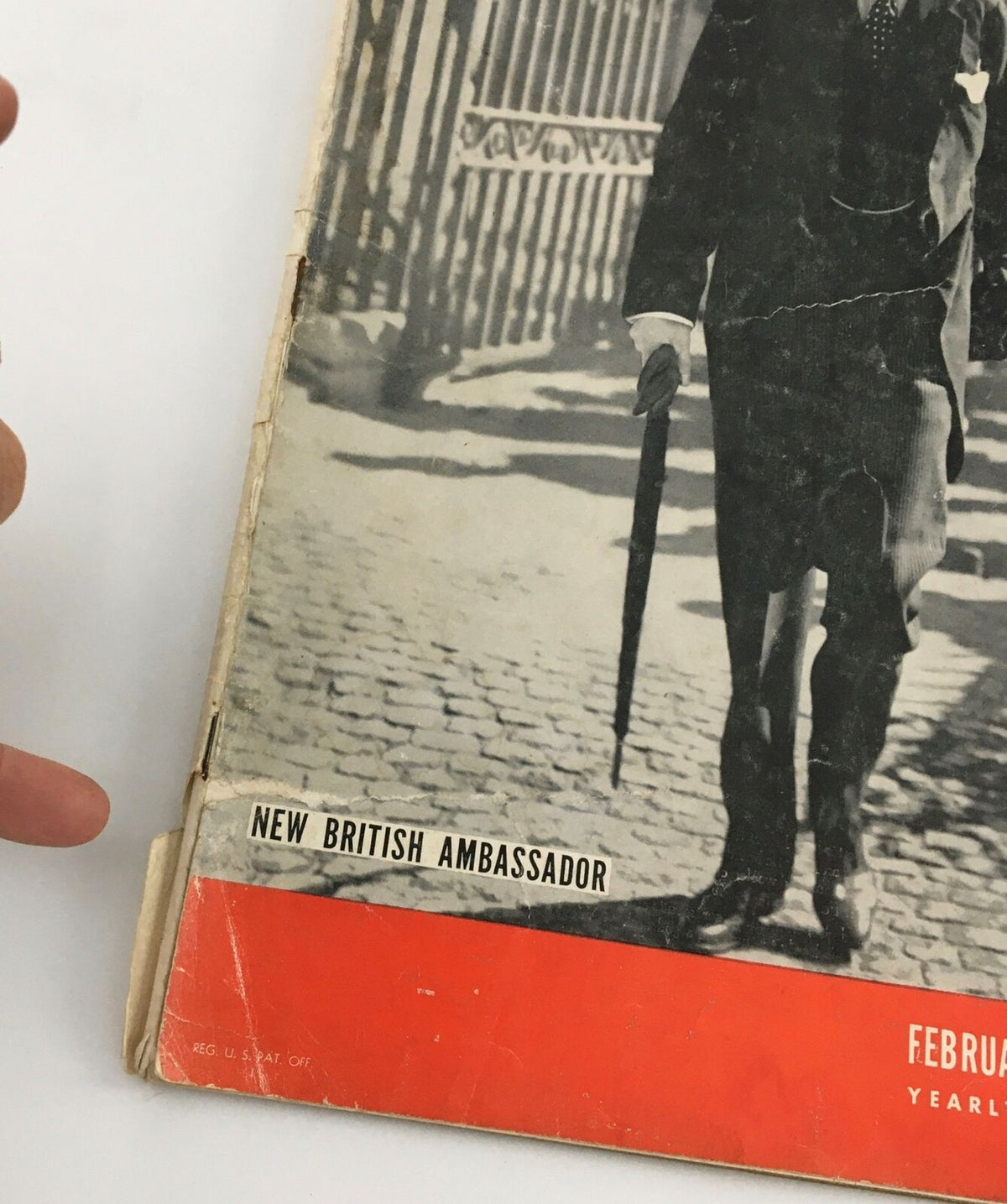 Close-up of the cover of VTG Life Magazine February 10, 1941, highlighting the text 'NEW BRITISH AMBASSADOR' and details of the magazine's design.