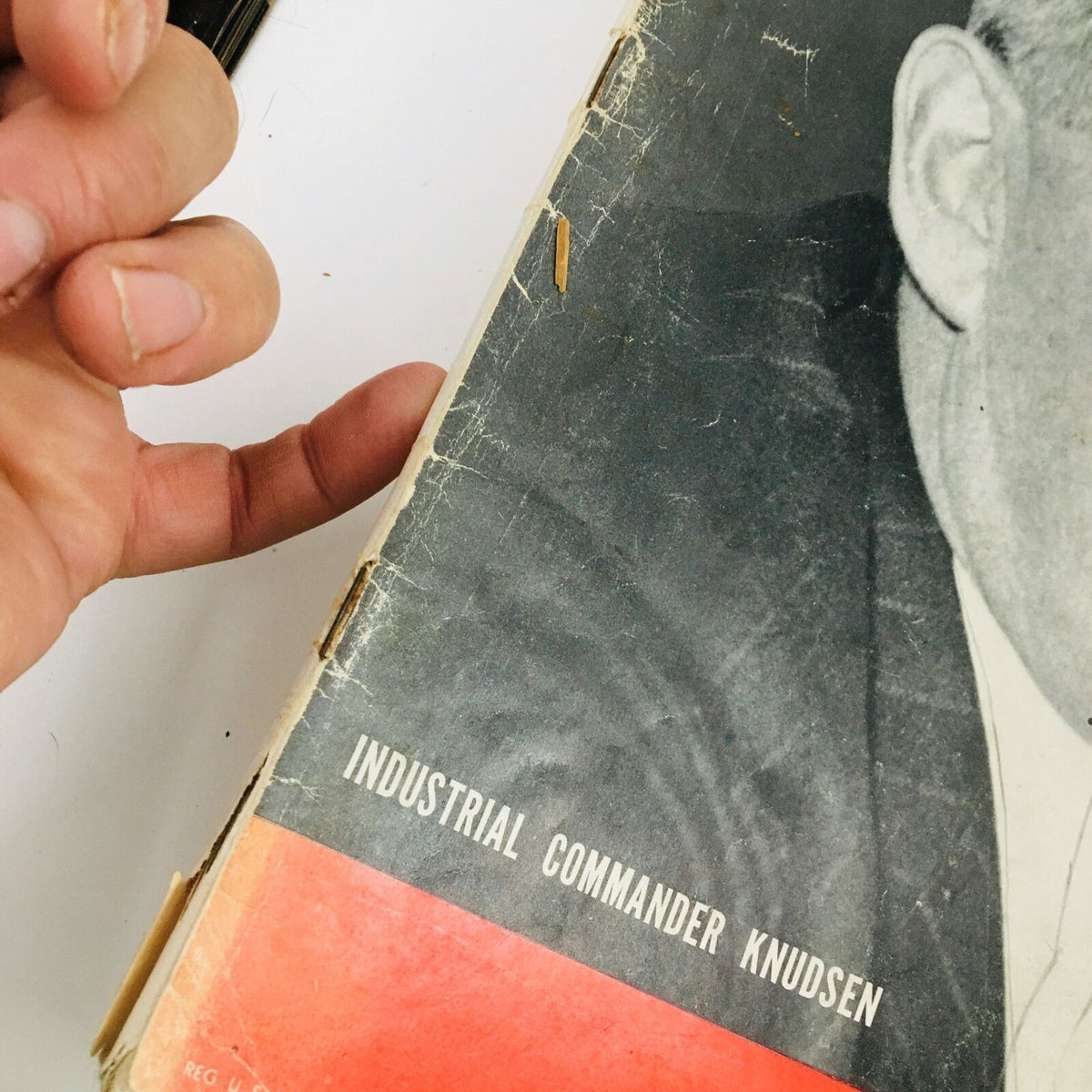 Detail view of the cover of the VTG Life Magazine June 17 1940 highlighting the text 'Industrial Commander Knudsen' with visible wear.