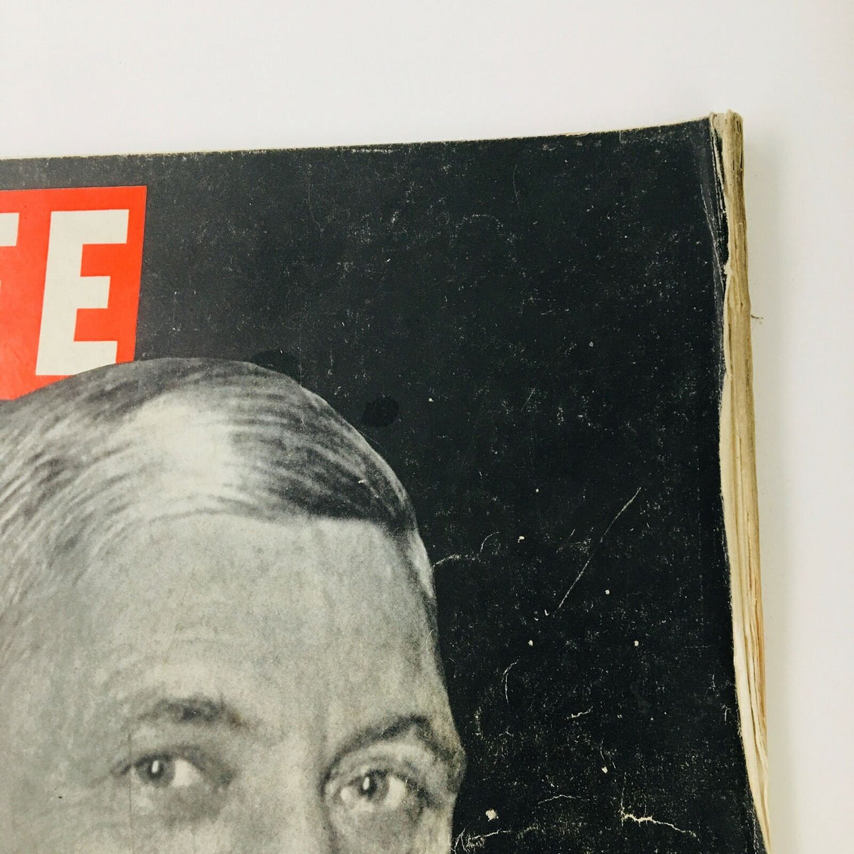 Close-up of the top section of the VTG Life Magazine June 17 1940 cover, displaying minor imperfections and the magazine's classic design.