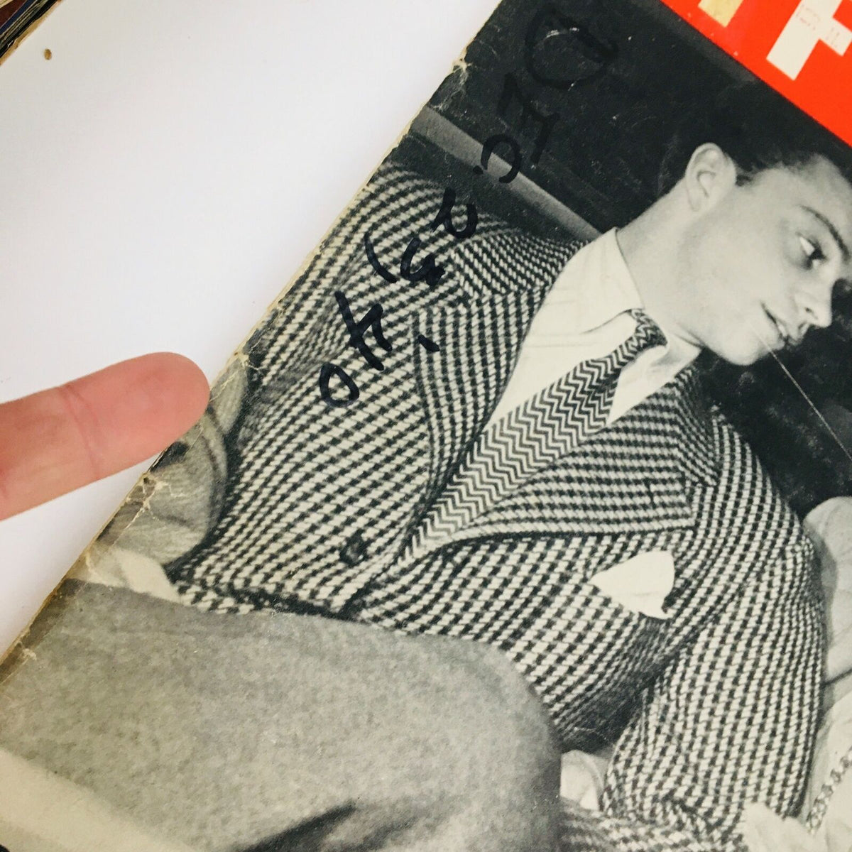 Detailed view of the VTG Life Magazine December 23 1940 cover showing a young man in a houndstooth suit and handwritten date 'Dec 23 40'.