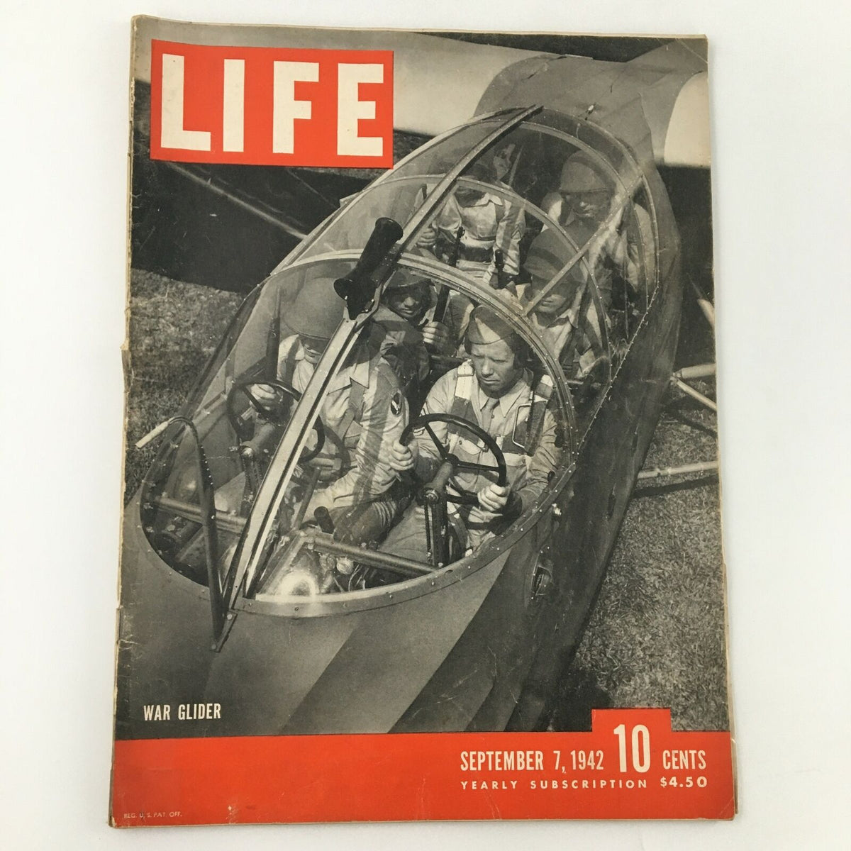 VTG Life Magazine September 7 1942 featuring a photo of a war glider, showcasing historical significance from World War II.