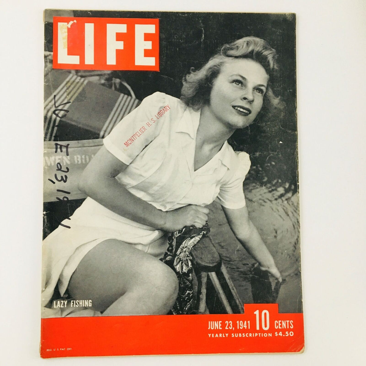 Cover of the vintage magazine 'VTG Life Magazine June 23 1941' featuring a woman enjoying a fishing experience, showcasing nostalgic outdoor leisure activities.