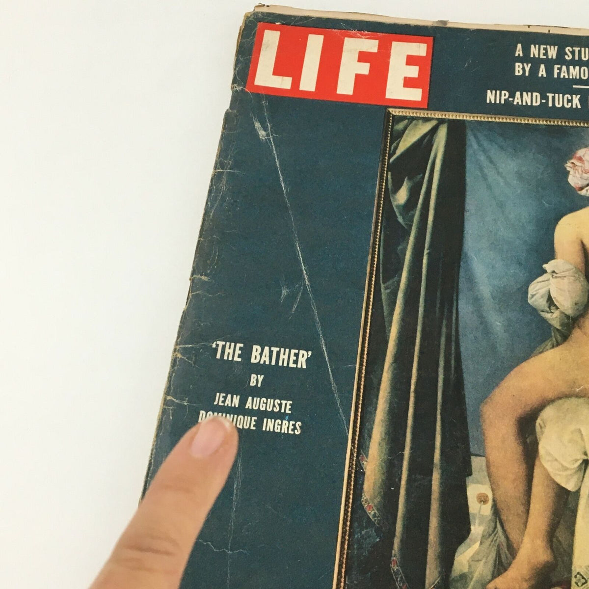Close-up of the Life Magazine cover showcasing 'The Bather' by Jean Auguste Dominique Ingres, emphasizing the title and artist details.